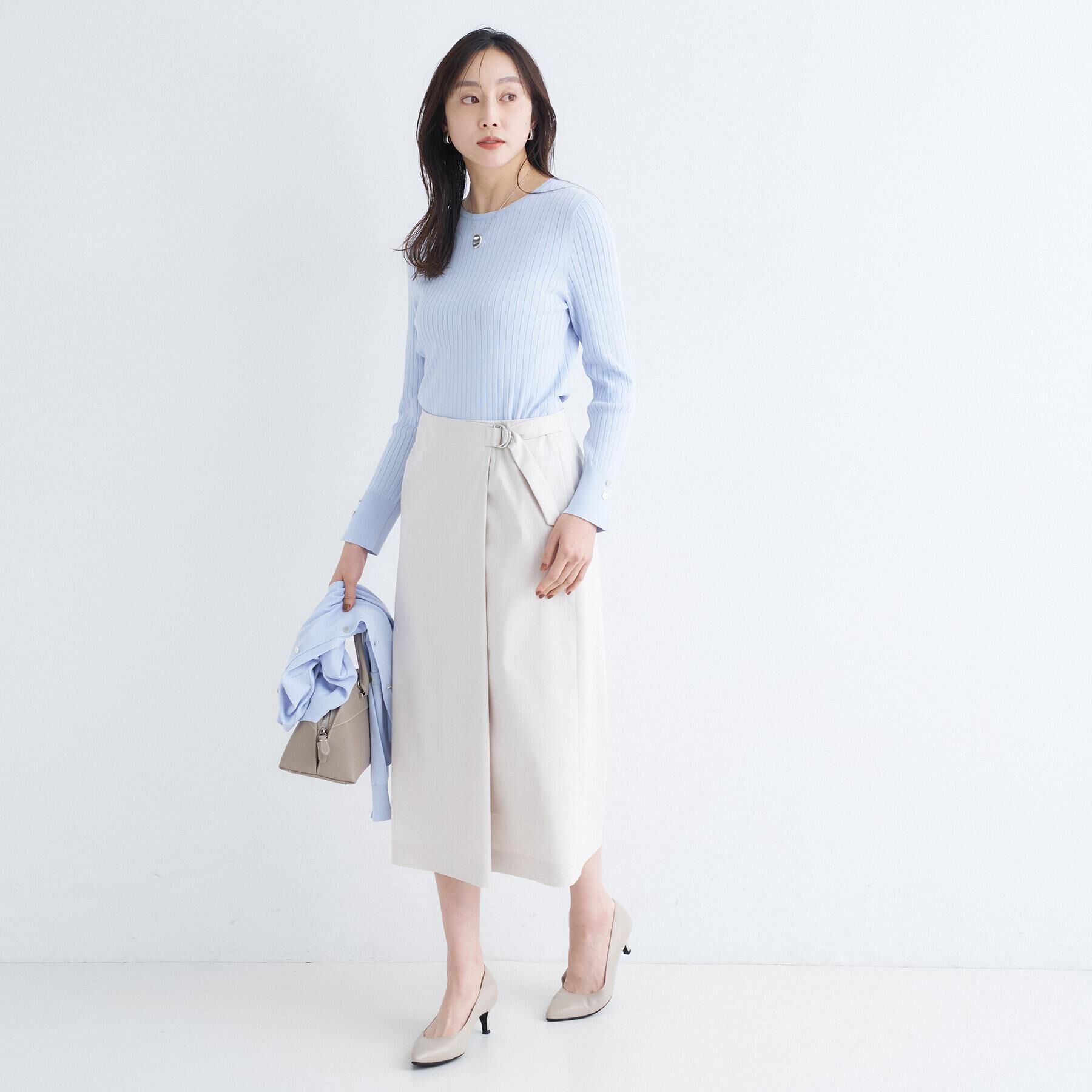 UNTITLED「【洗える/後ろウエストゴム】デニム調シャンブレーナロースカート」|スカート|