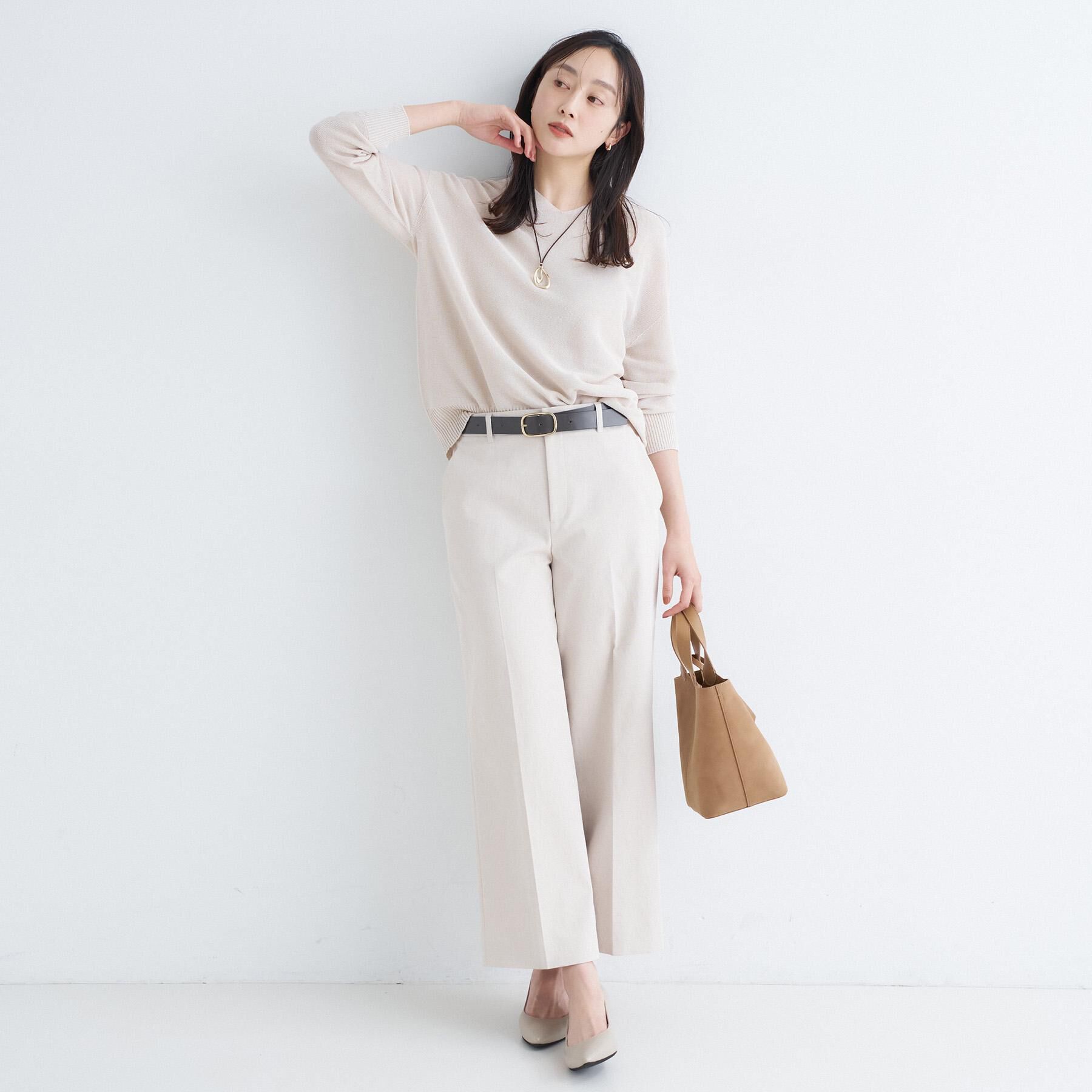 UNTITLED「【7色展開/洗える/程よい透け感】ドライタッチVネックニット」|ニット・セーター|