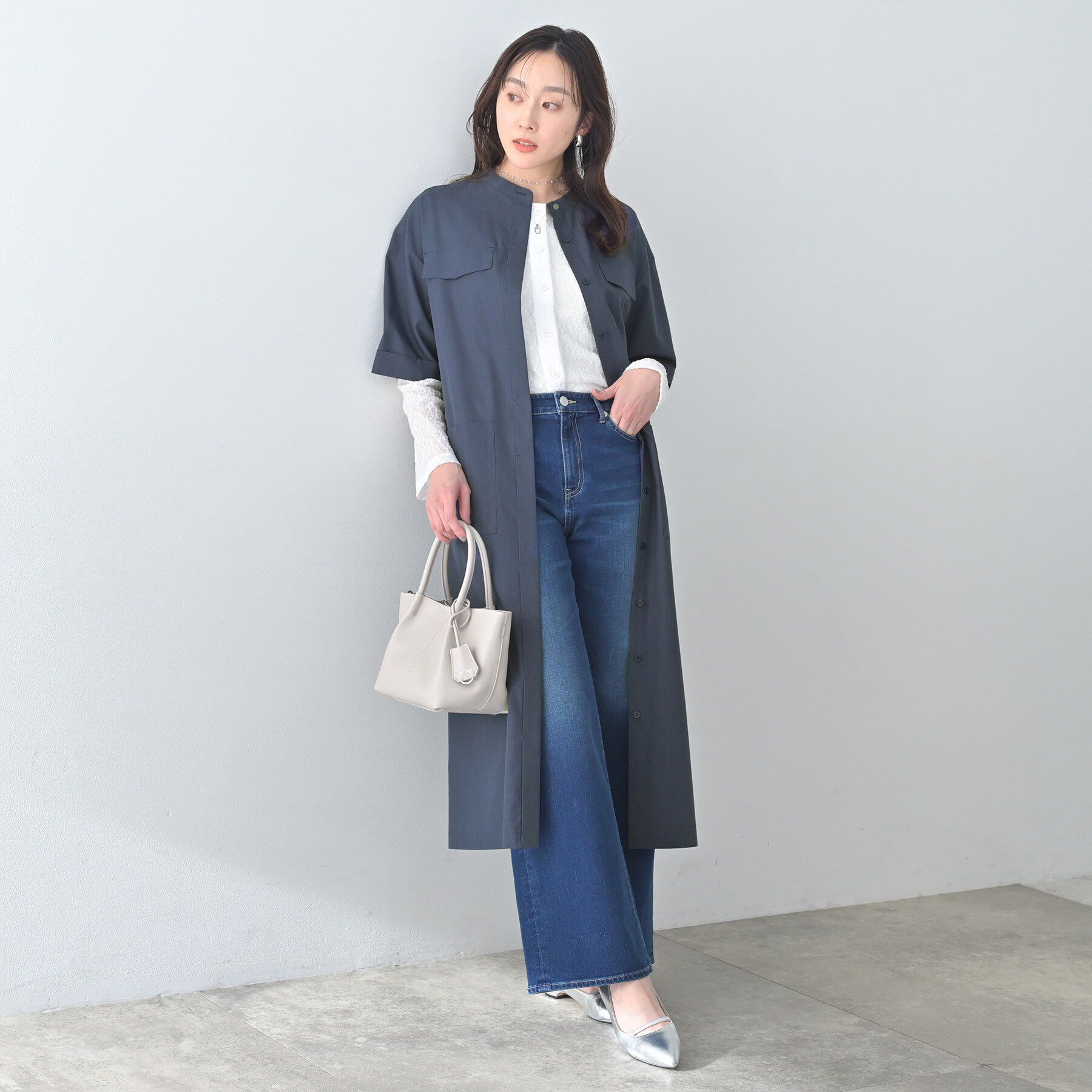 UNTITLED「【洗える/前開きボタン】シャンブレーシャツワンピース」|ワンピース|