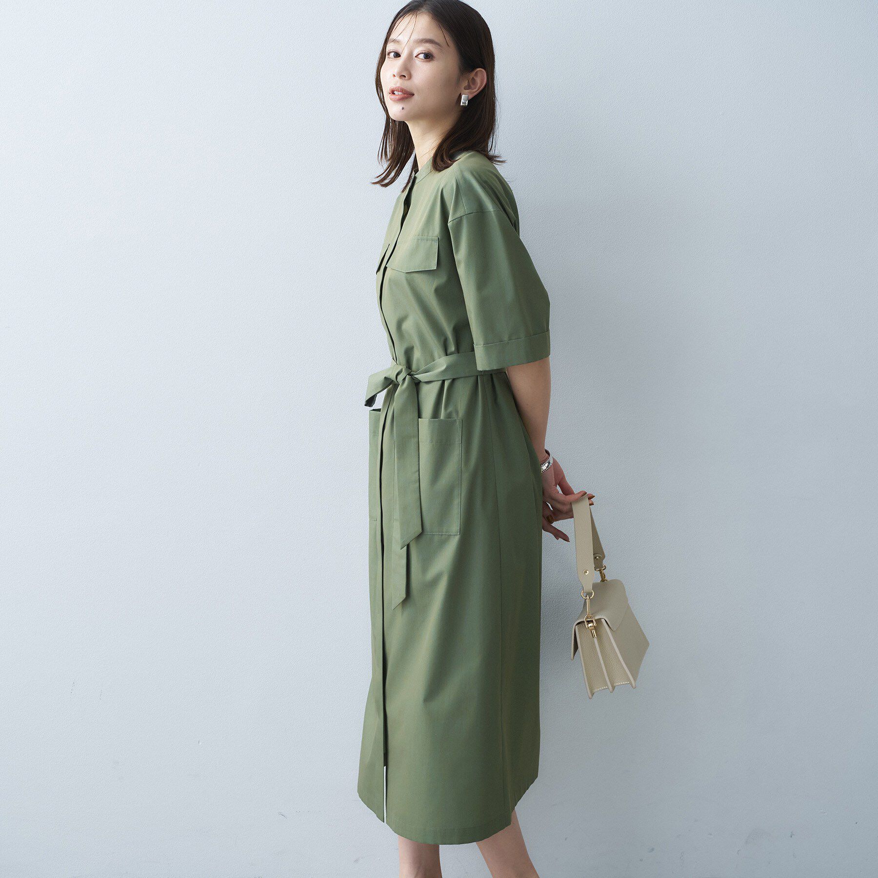 UNTITLED「【洗える/前開きボタン】シャンブレーシャツワンピース」|ワンピース|