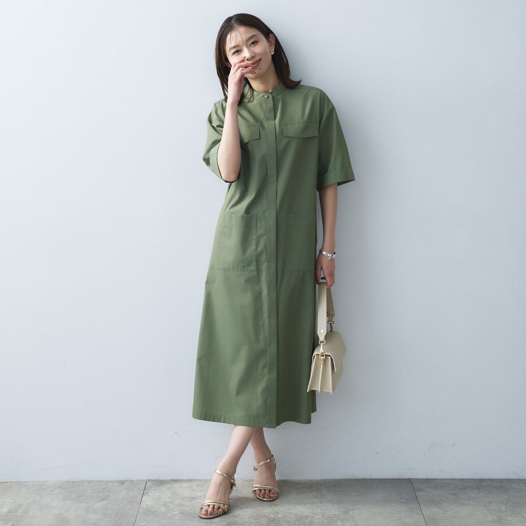 UNTITLED「【洗える/前開きボタン】シャンブレーシャツワンピース」|ワンピース|