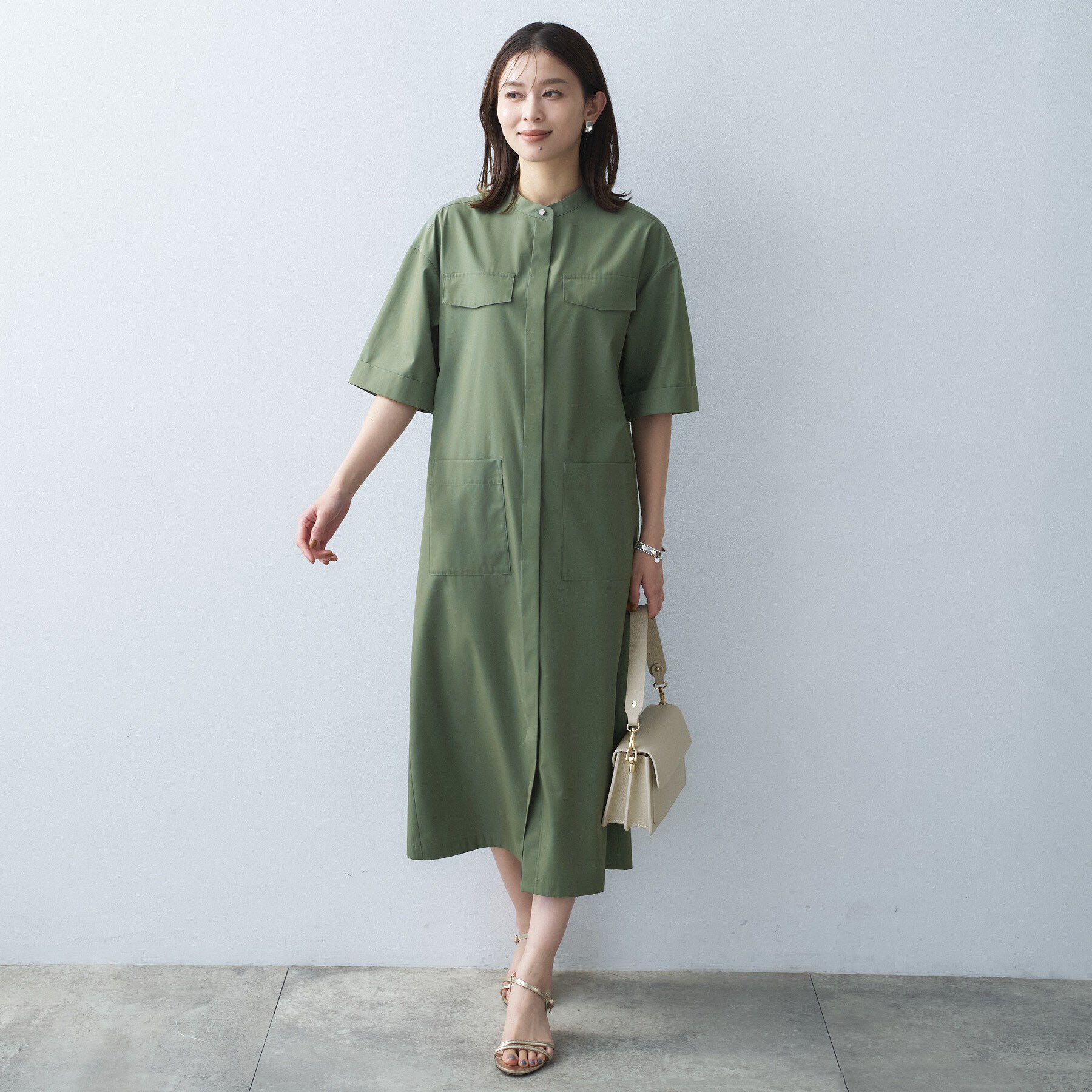 UNTITLED「【洗える/前開きボタン】シャンブレーシャツワンピース」|ワンピース|
