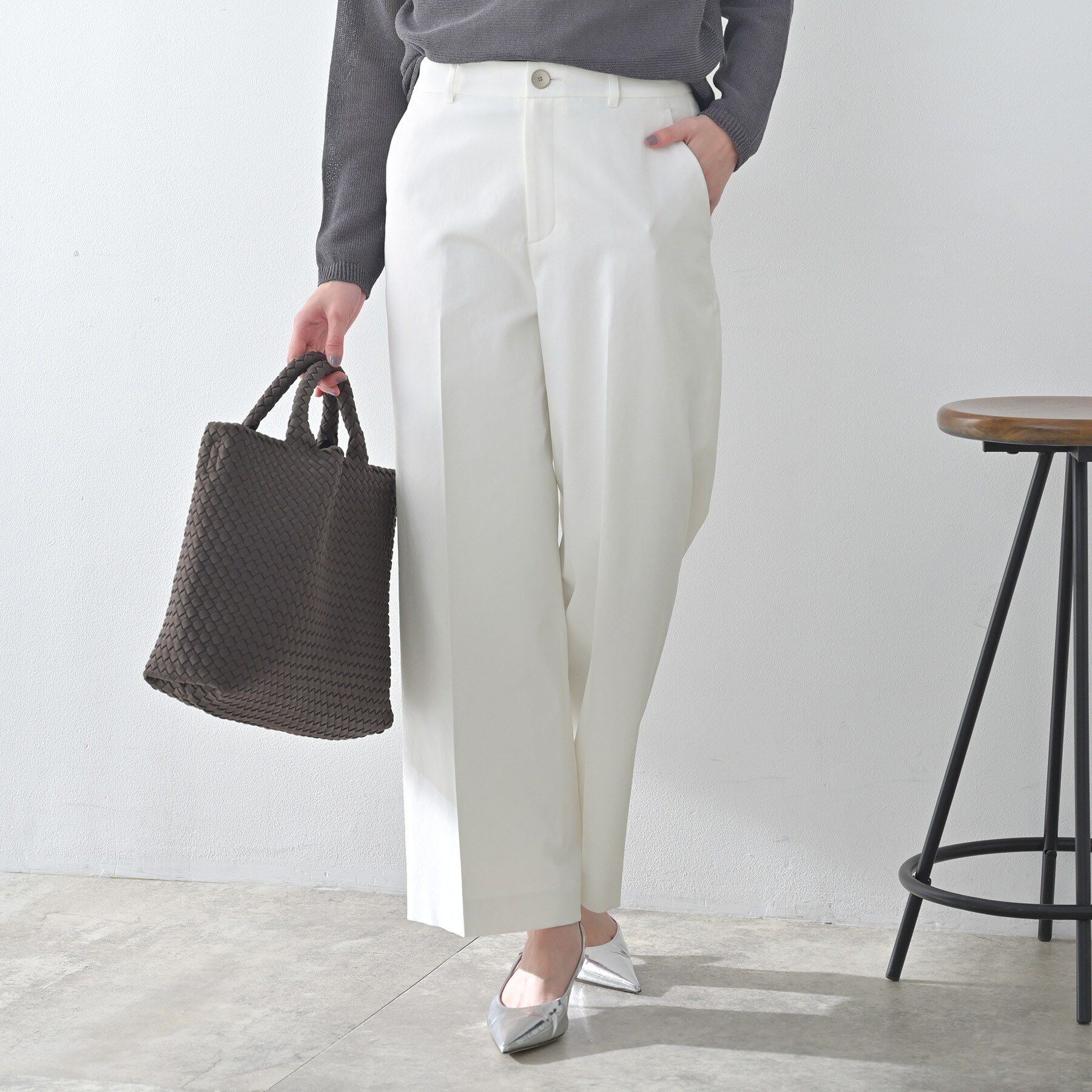 UNTITLED「【接触冷感/洗える/後ろウエストゴム】オックスワイドパンツ」|その他|