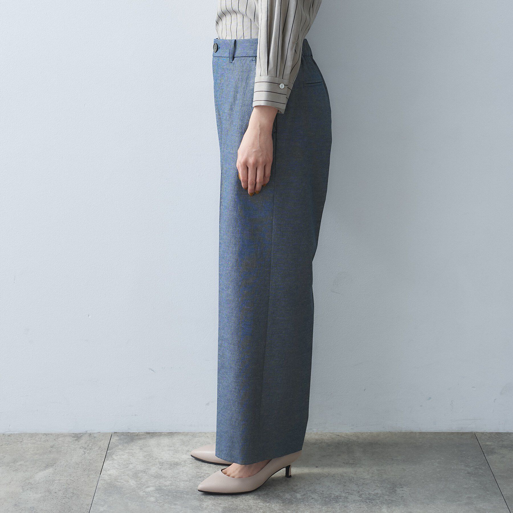 UNTITLED「【接触冷感/洗える/後ろウエストゴム】オックスワイドパンツ」|その他|