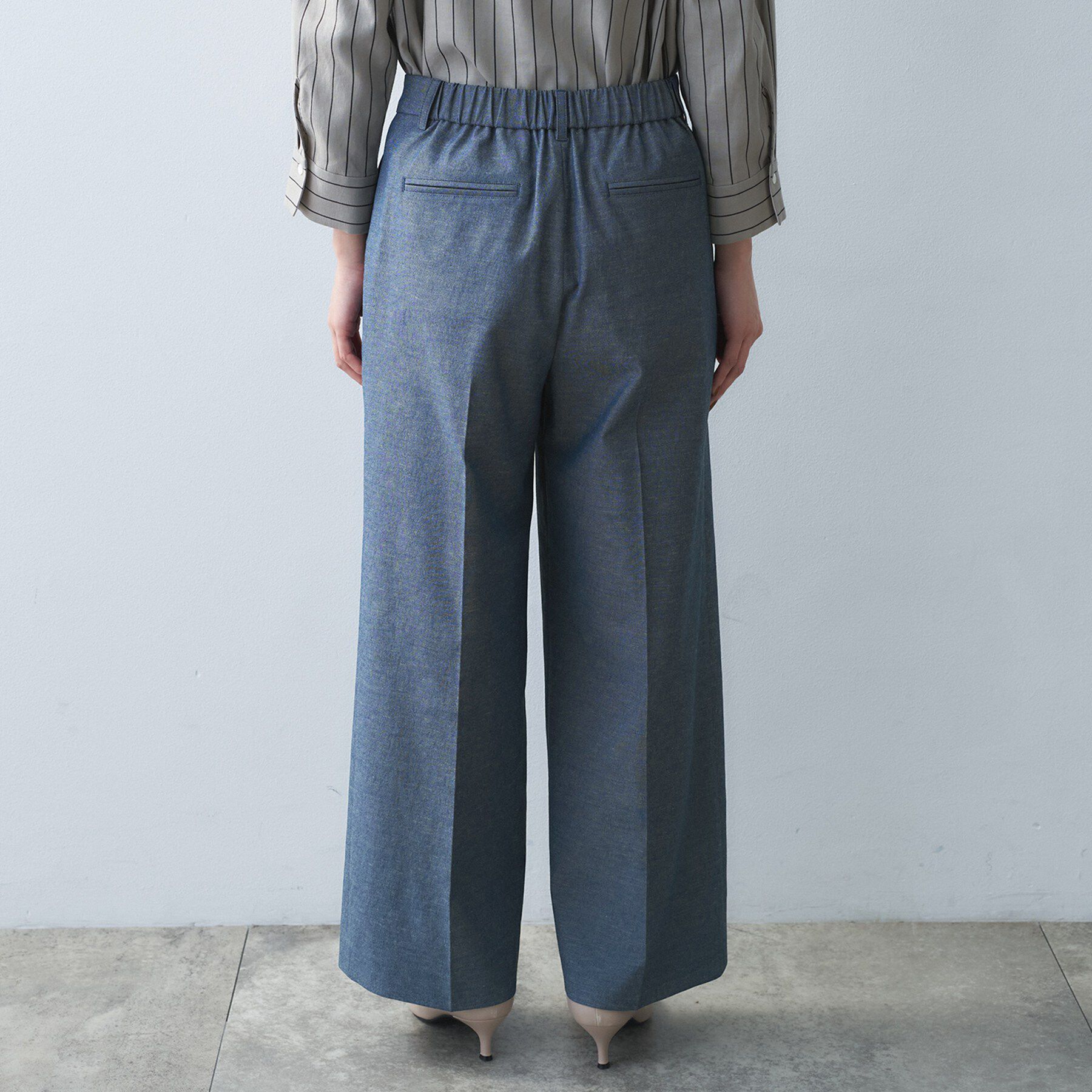 UNTITLED「【接触冷感/洗える/後ろウエストゴム】オックスワイドパンツ」|その他|