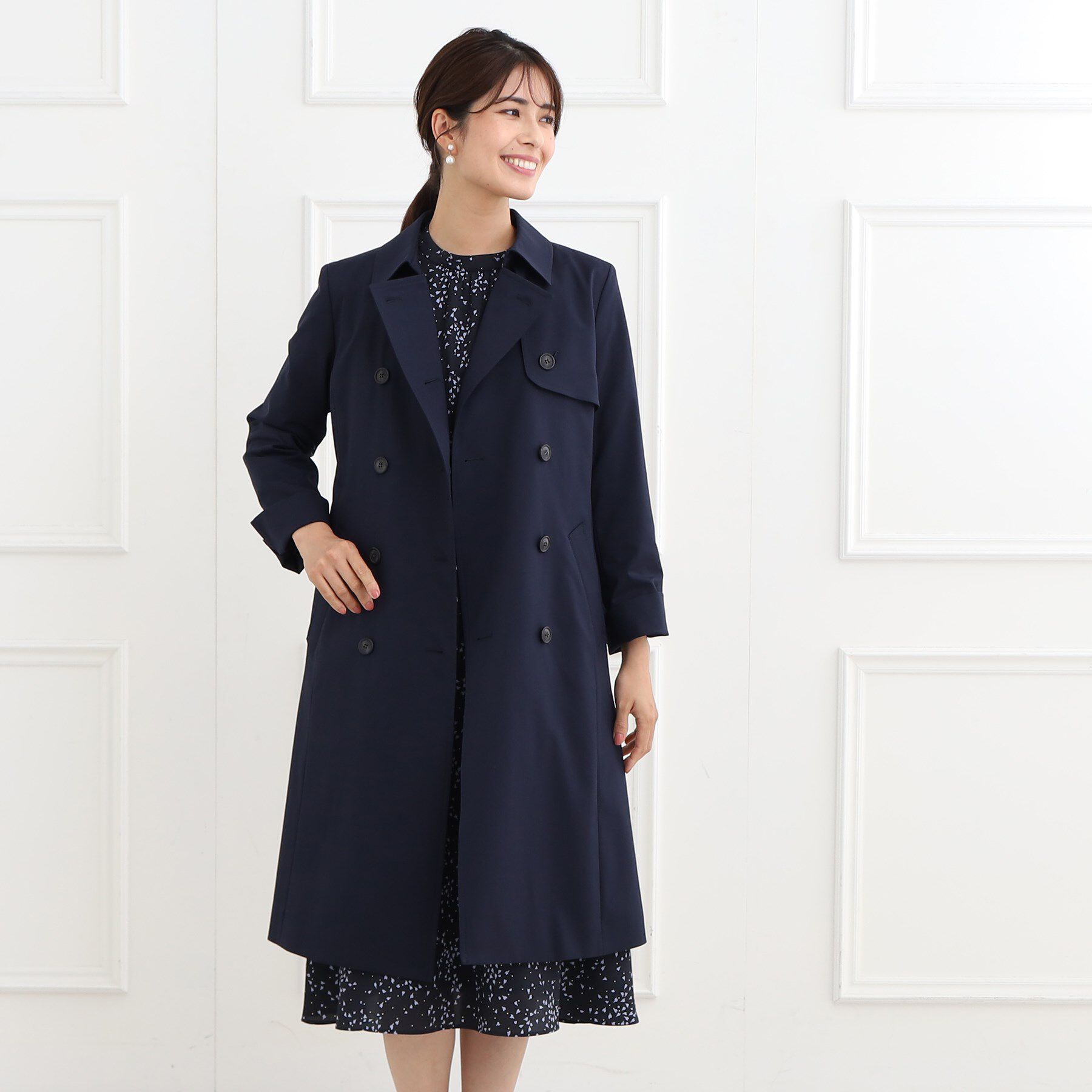 Reflect「【フォーマル/お仕事にもおすすめ／ライナー取り外し可】中綿ライナー付トレンチコート」|トレンチコート|ネイビー(094)