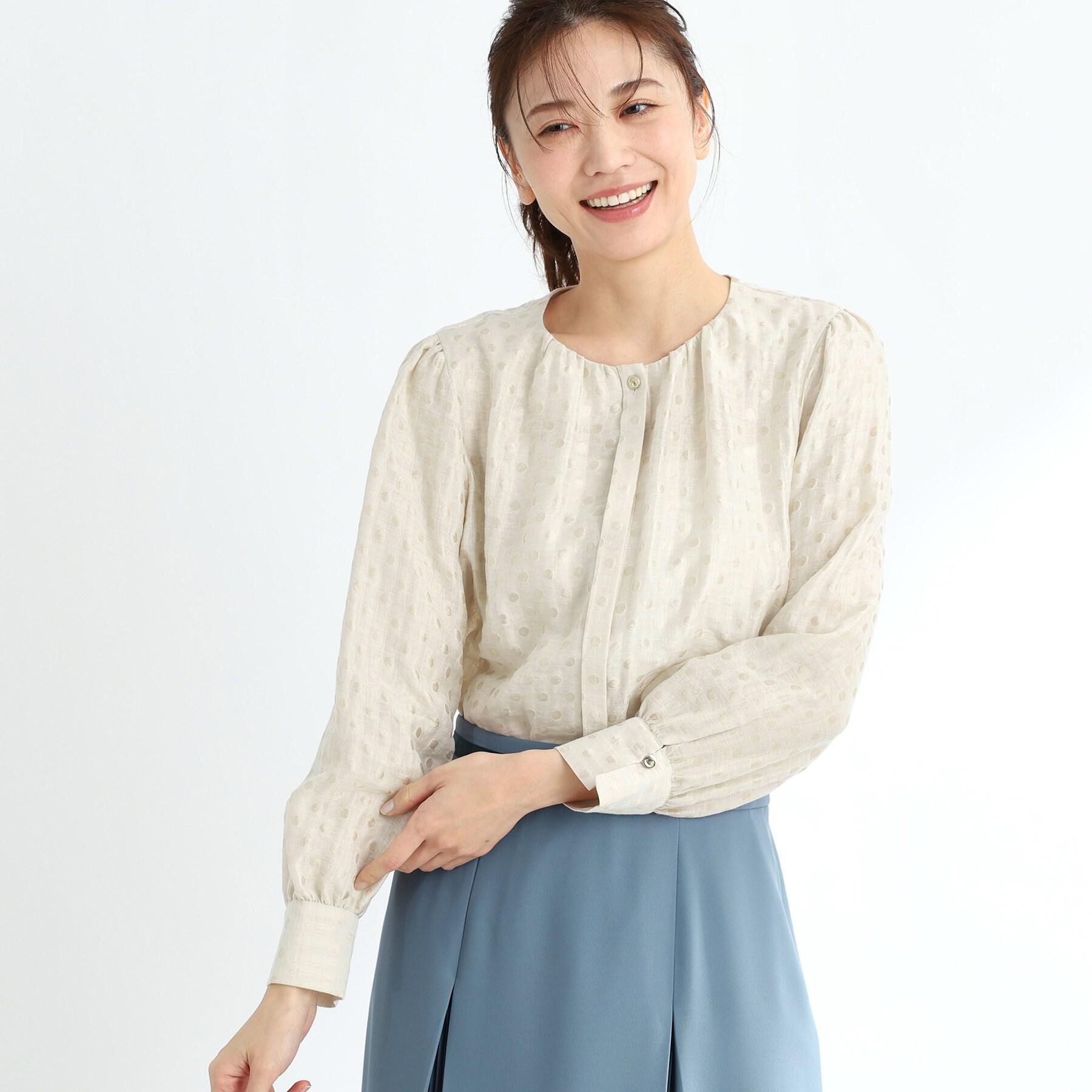 Reflect「【手洗い可】ドットジャカードブラウス」|シャツ・ブラウス|
