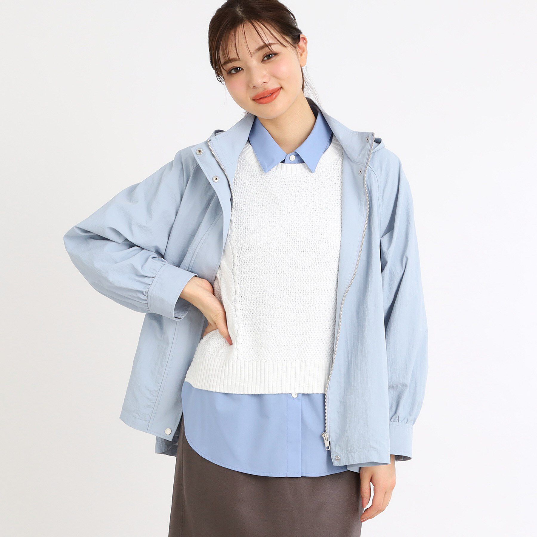 Reflect「フーデッドライティブルゾン」|ブルゾン・スタジャン|サックスブルー(09