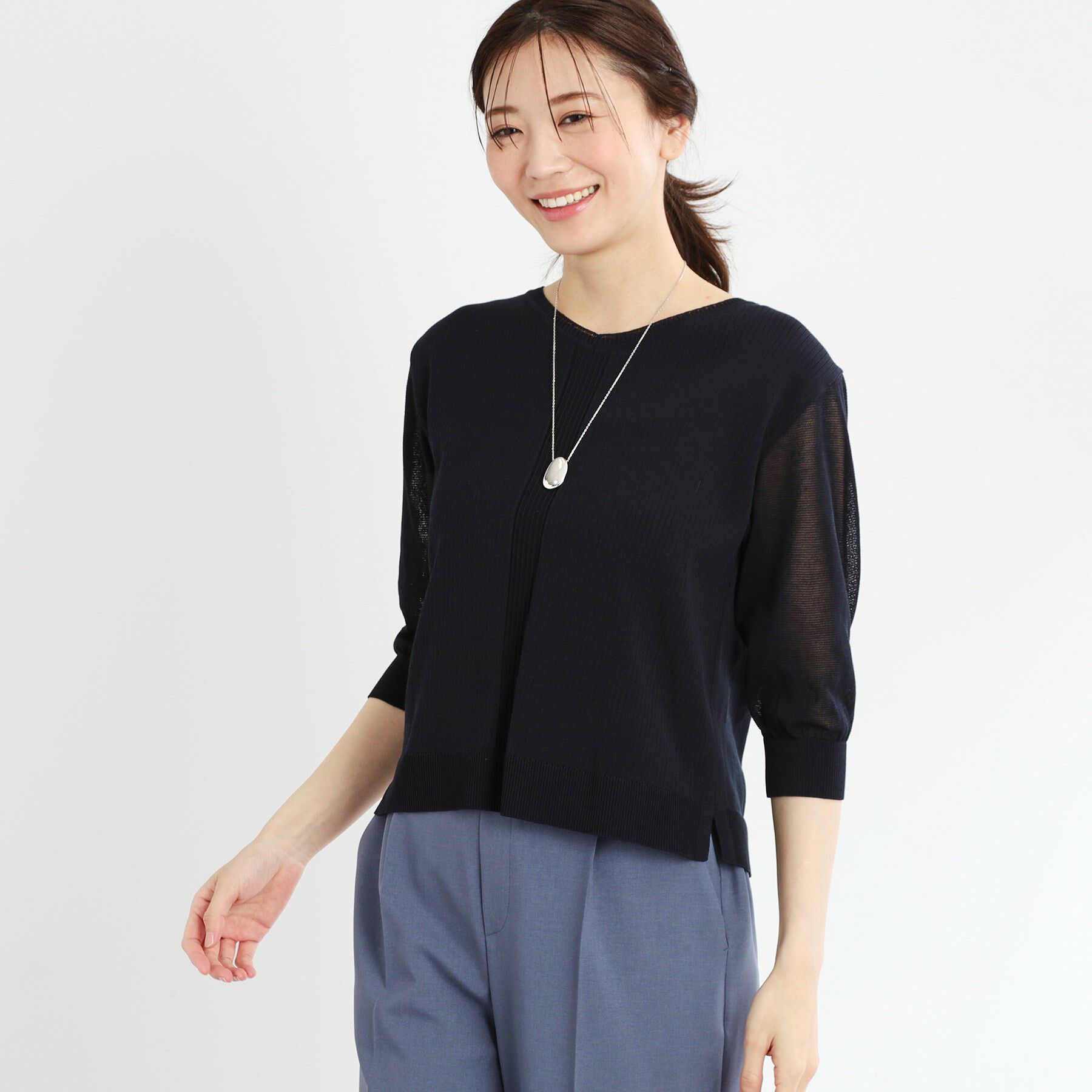 Reflect「【WEB先行カラーあり／手洗い可】透かし柄デザインニット」|ニット・セーター|