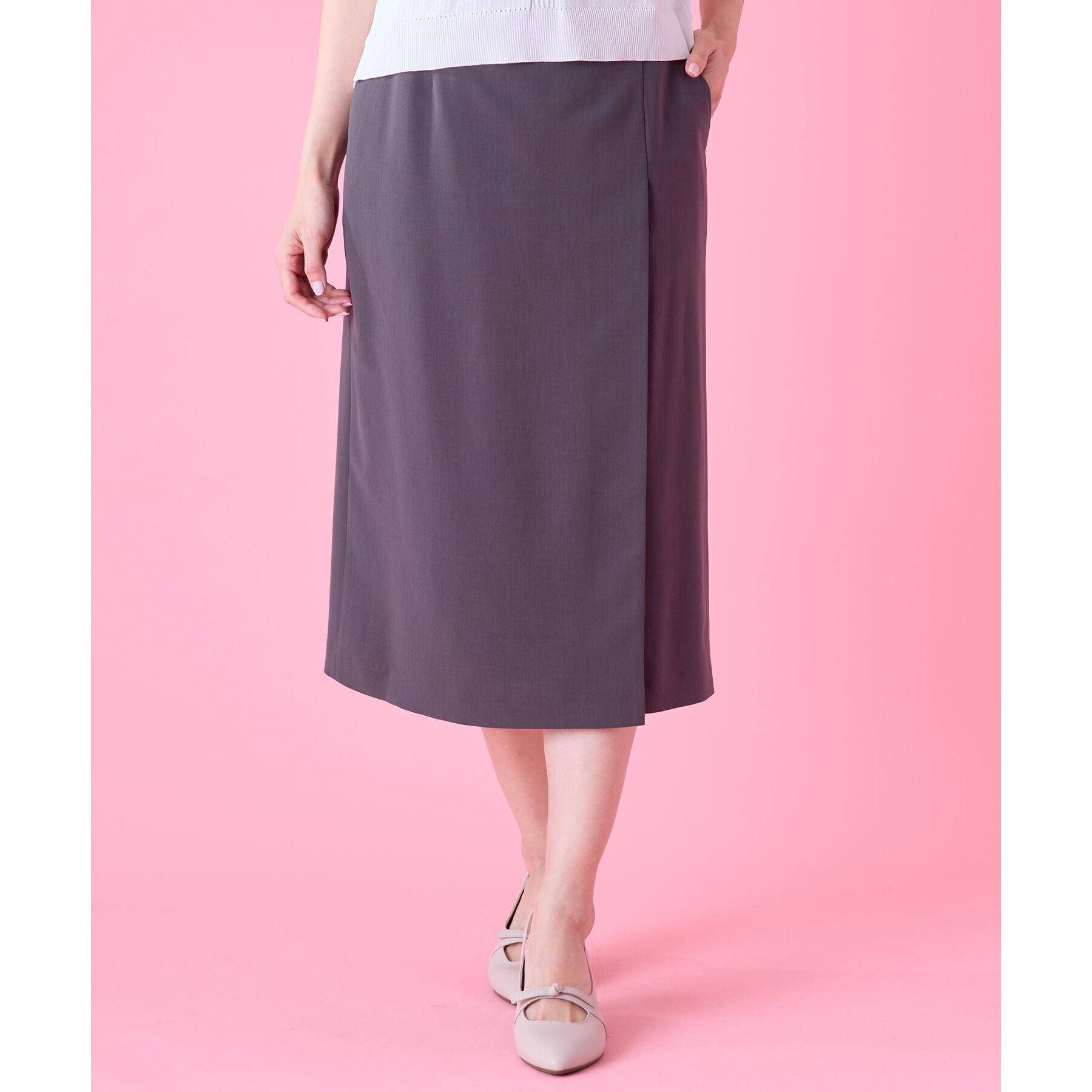 Reflect「【UVカット／洗える／セットアップ可】ラップ風ナロースカート」|スカート|チャコールグレー(0