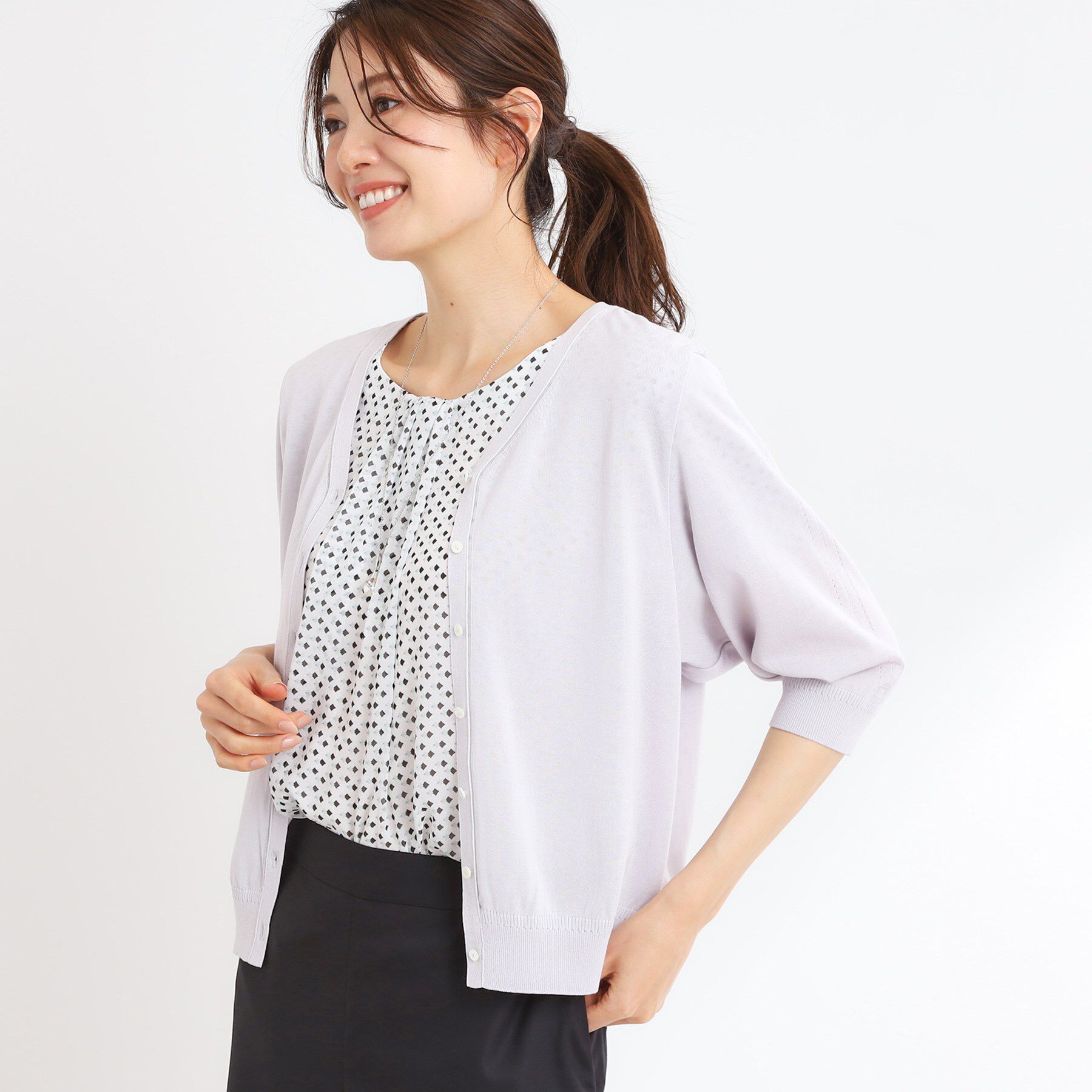 Reflect「【WEB先行カラーあり／手洗い可】六分袖カーディガン」|カーディガン|