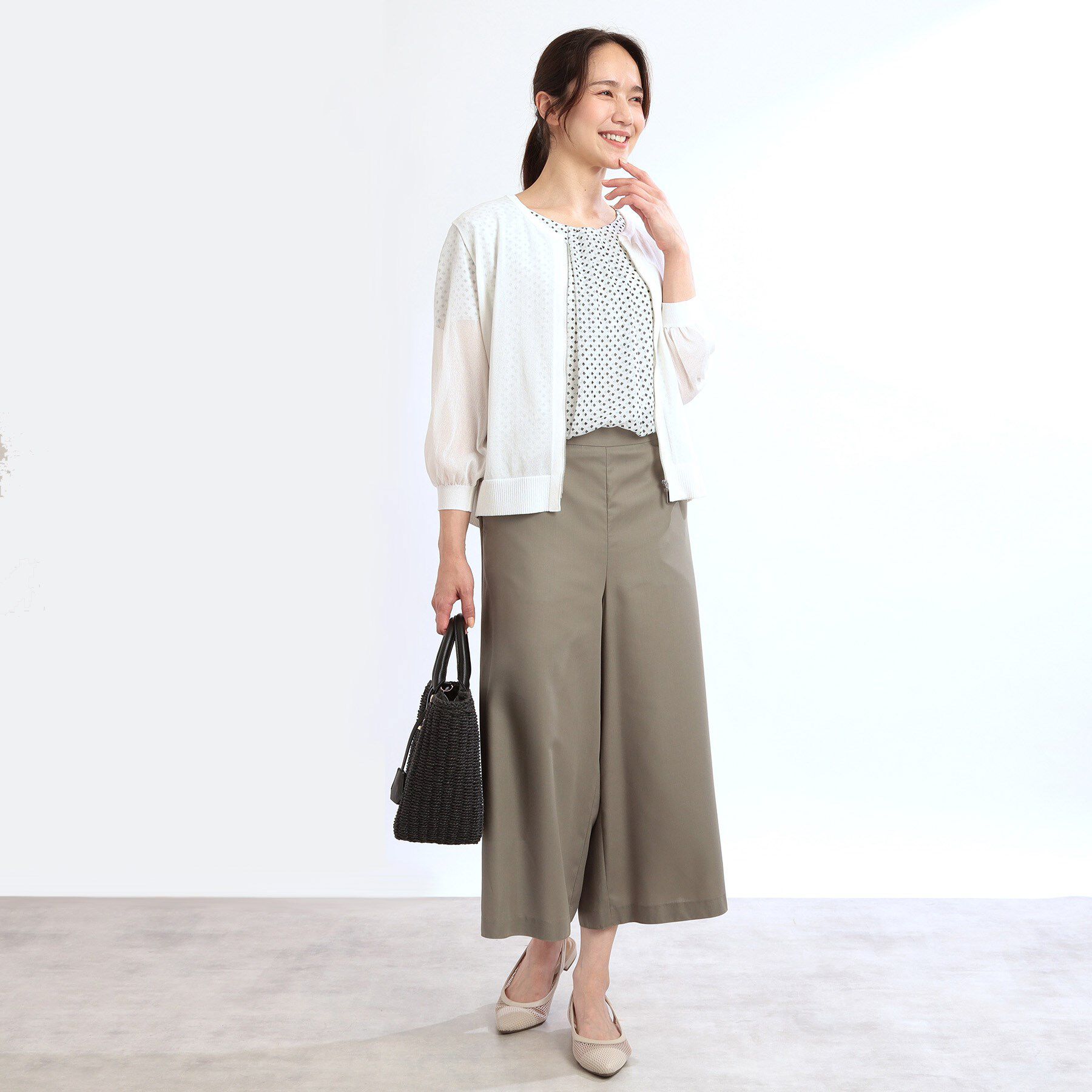 Reflect「【手洗い可】ジップアップニットカーディガン」|カーディガン|