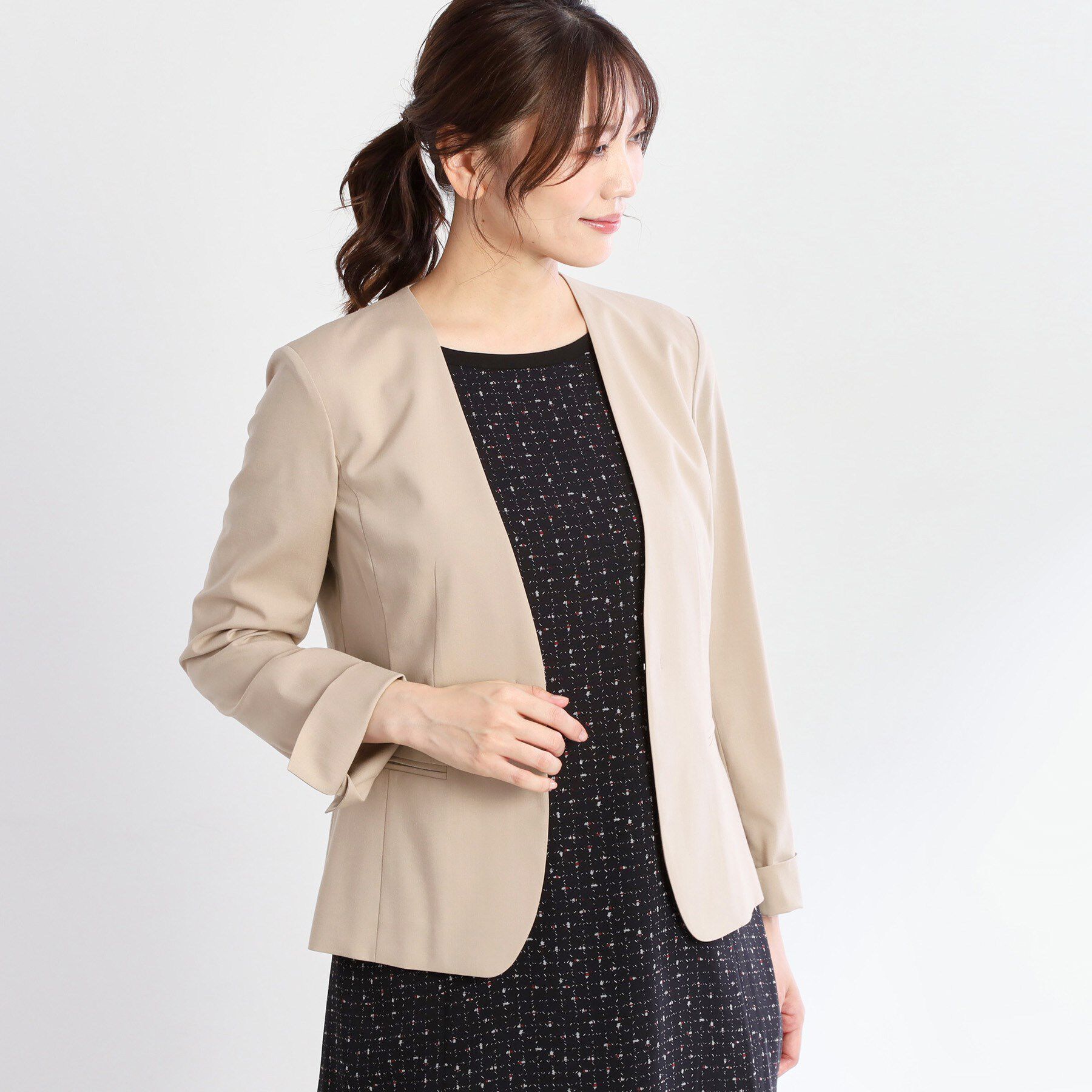 Reflect「【洗える／セットアップ可】ノーカラージャケット」|ノーカラージャケット|