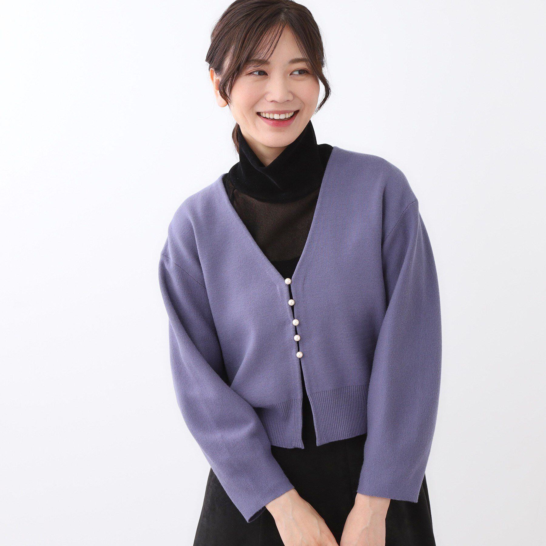 Reflect「【軽い羽織に◎／セットアップ可】パール調ボタン付きカーディガン」|カーディガン|