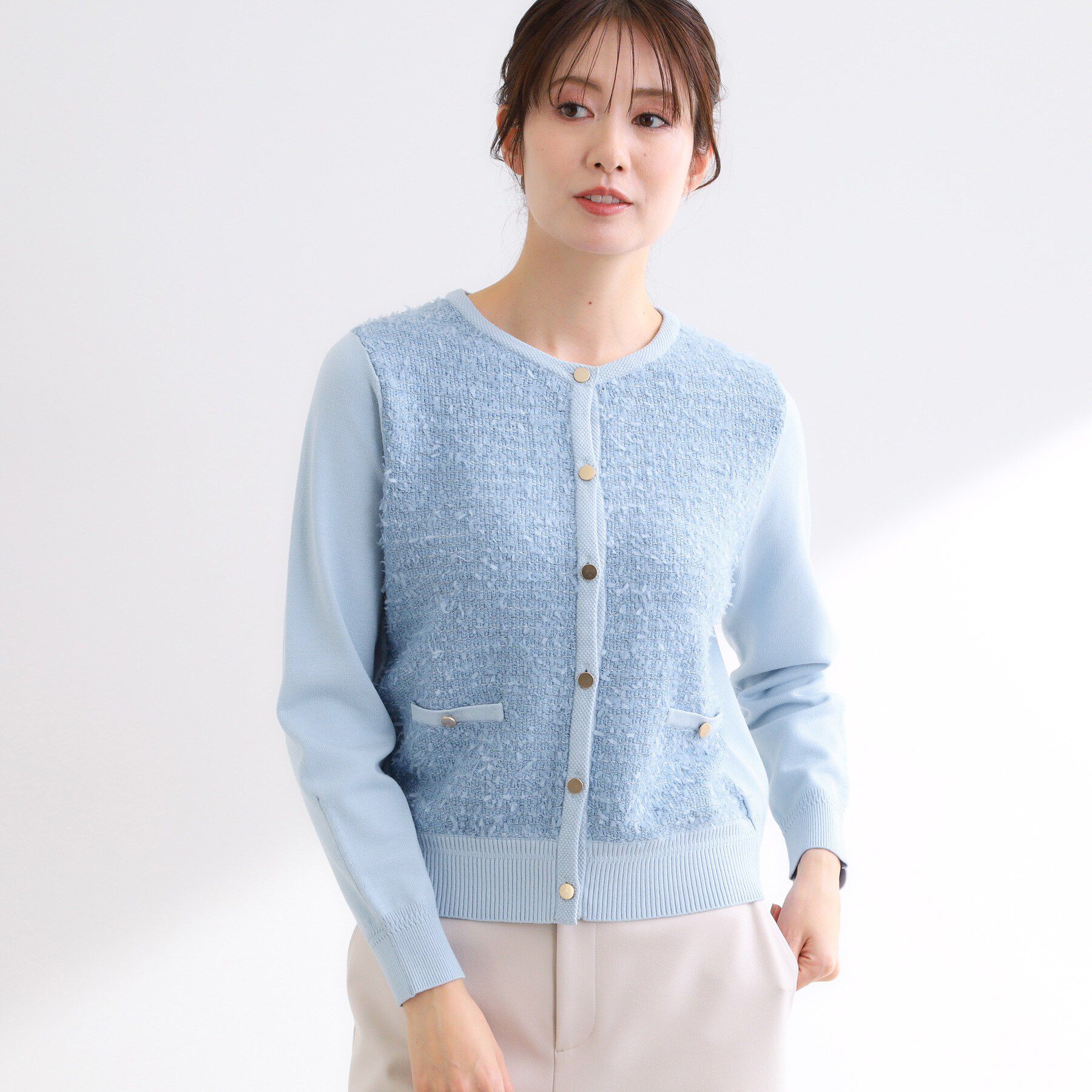 Reflect「【着映え◎】ツイード風ニットカーディガン」|カーディガン|