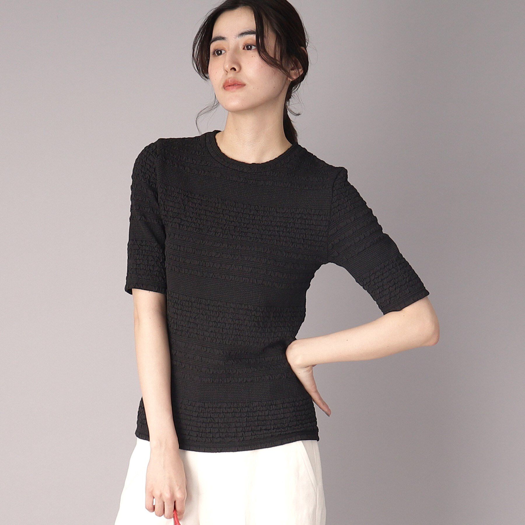 DRESSTERIOR「【洗える/伸縮性】フリルジャージTシャツ」|Tシャツ・カットソー|