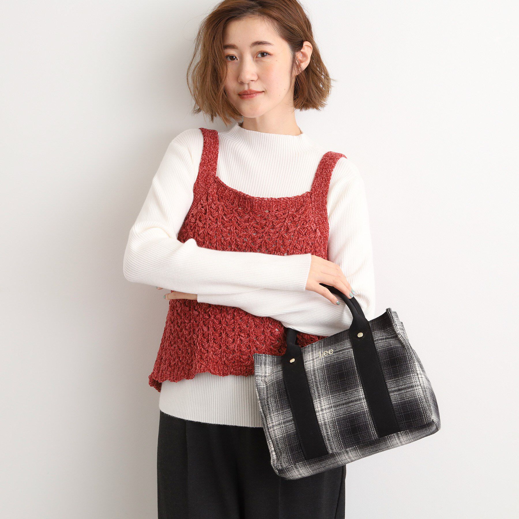 grove「【Lee別注】スクエア2WAYチェックトート」|トートバッグ|