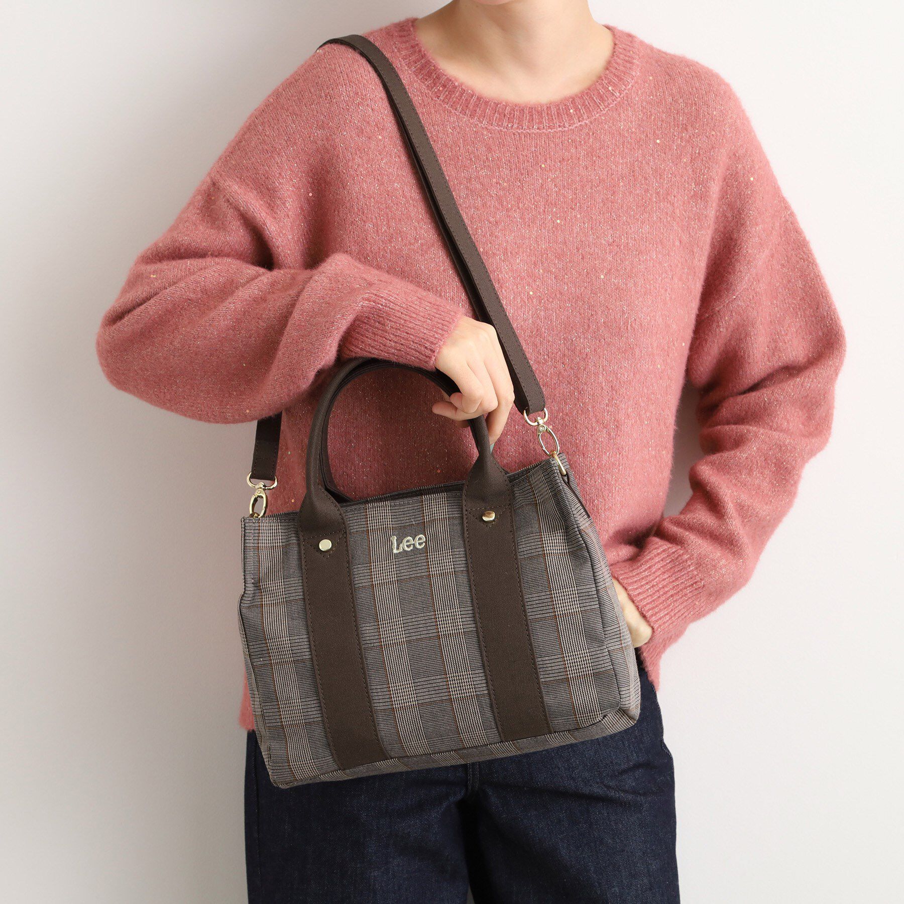 grove「【Lee別注】スクエア2WAYチェックトート」|トートバッグ|ブラウンチェック(2