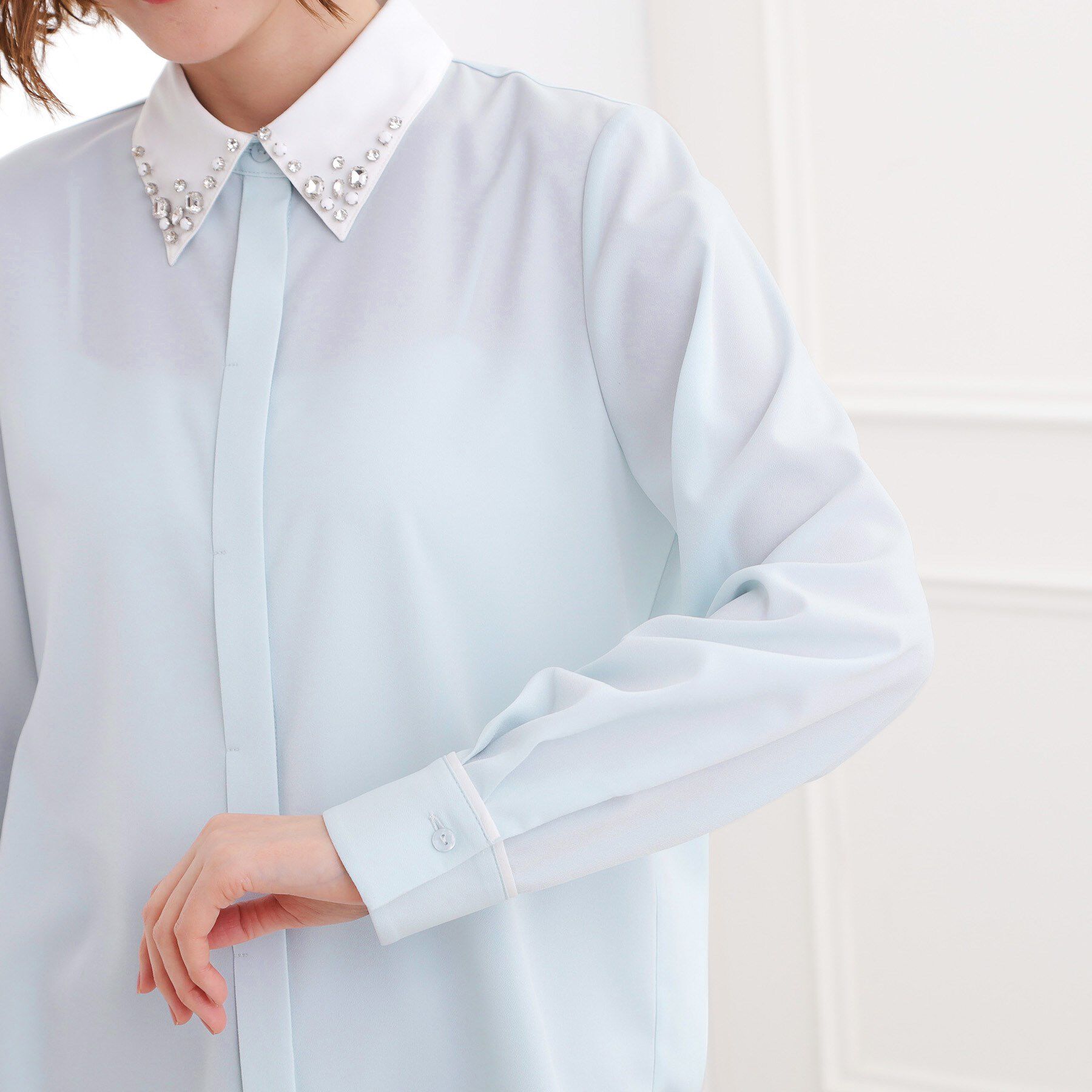 grove「ビジューカラー とろみシャツ」|シャツ・ブラウス|