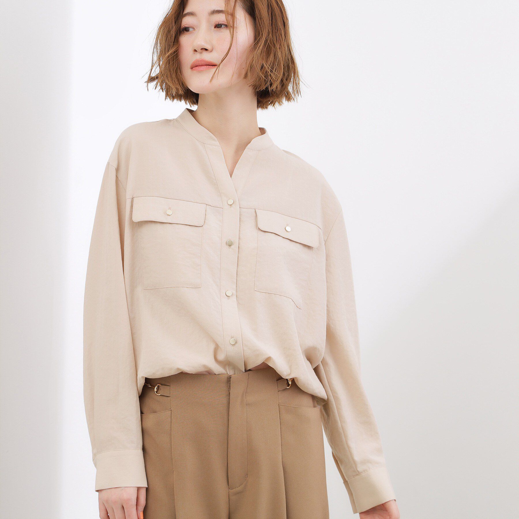 grove「【貴島明日香さん着用】お仕事も普段も。今どきワークシャツブラウス」|シャツ・ブラウス|ピンクベージュ(05