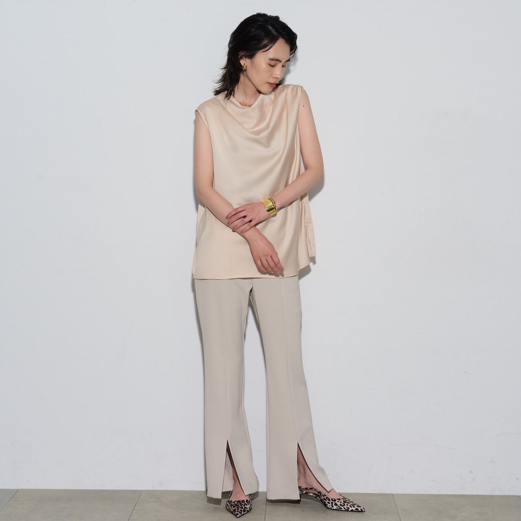 GALLEST「ドレープサテンブラウス」|シャツ・ブラウス|