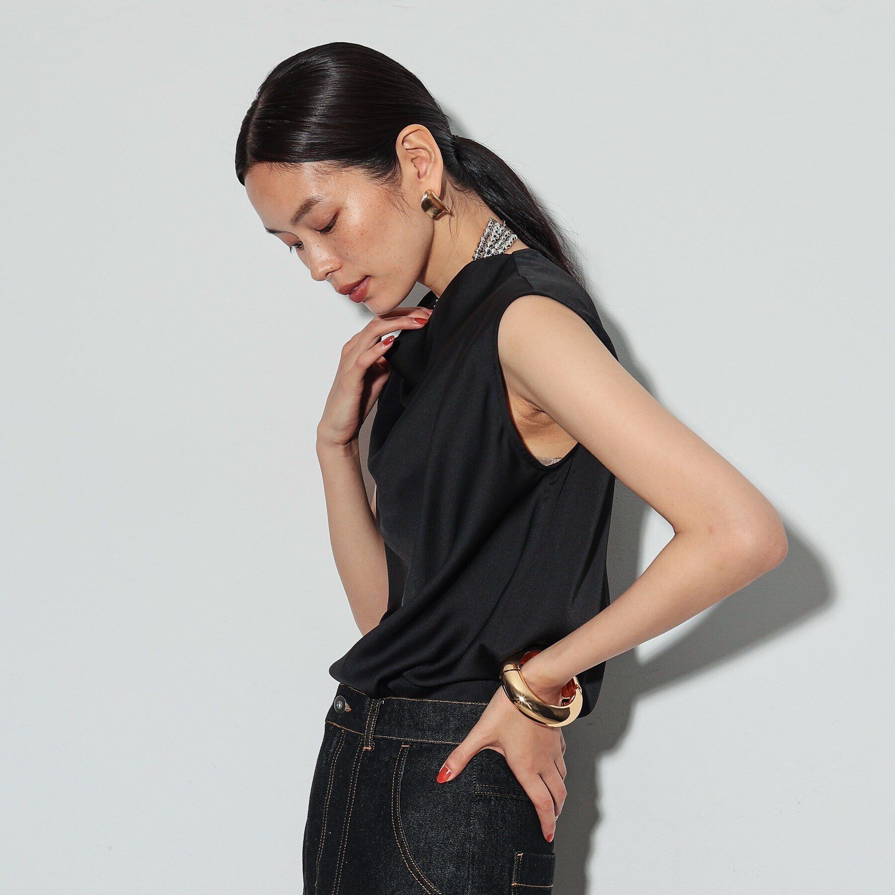 GALLEST「ドレープサテンブラウス」|シャツ・ブラウス|