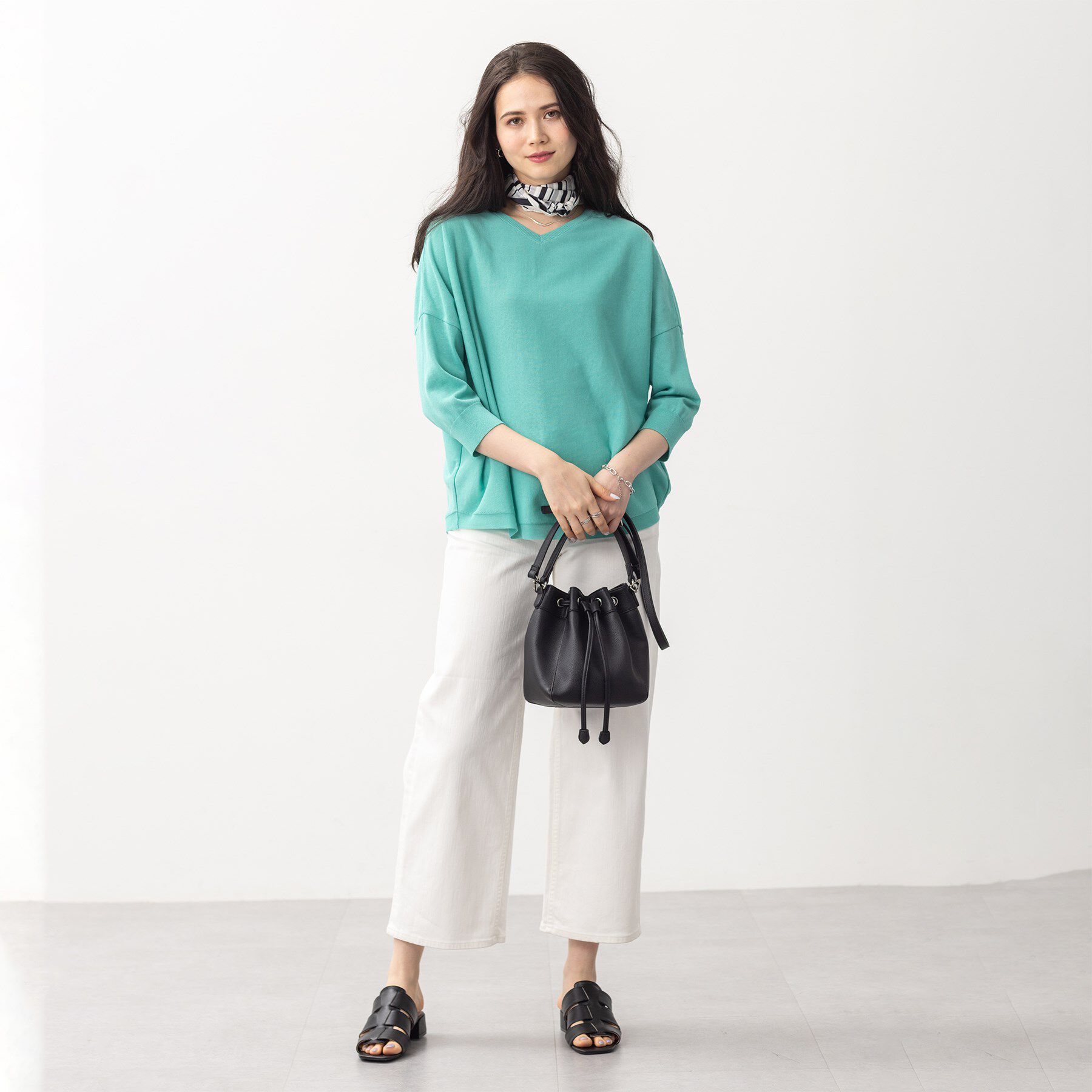 INDIVI「【洗える】コットンリネン ドルマンニット」|ニット・セーター|