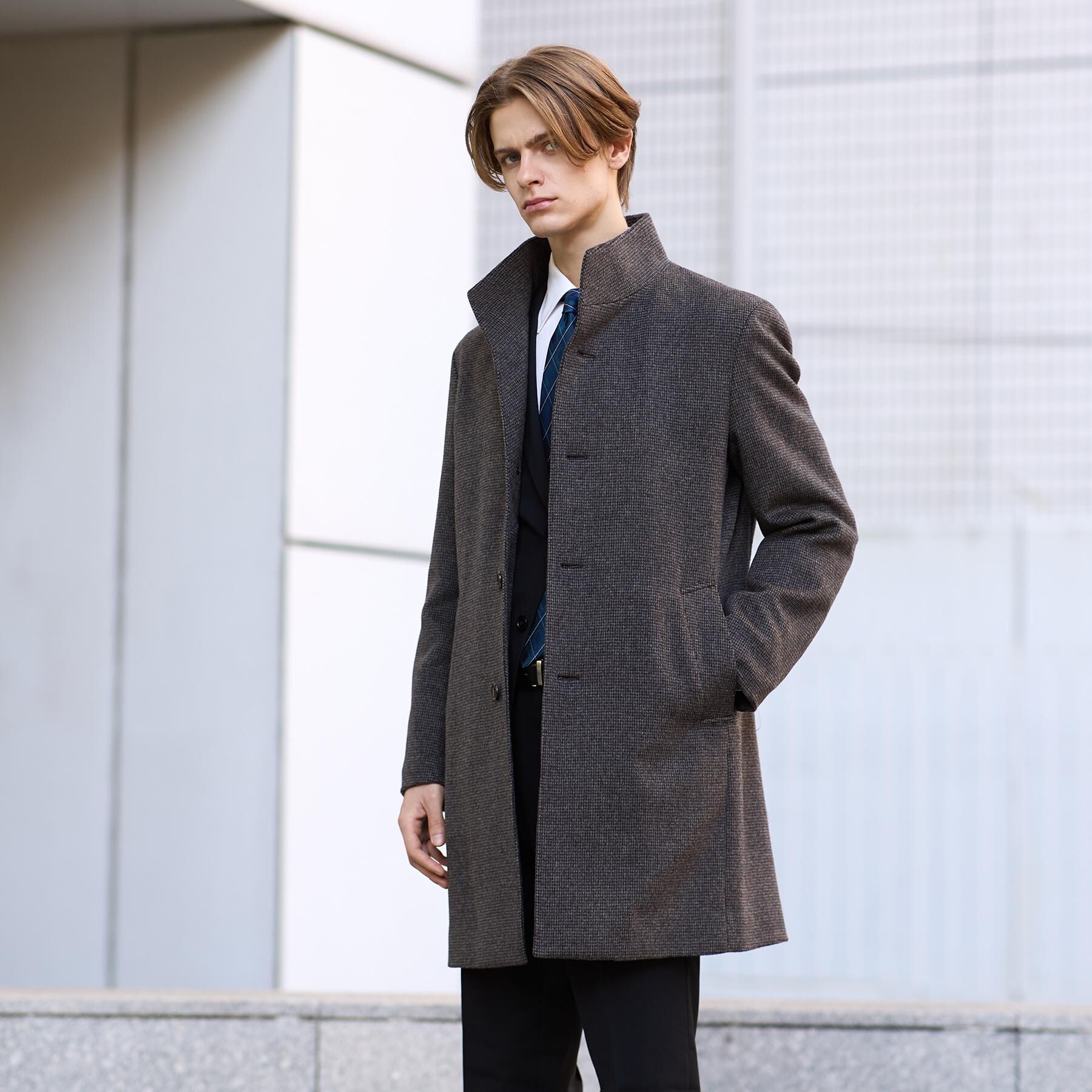 TAKEO KIKUCHI「カシミヤブレンド ビーバー調ピンヘッドスタンドカラーコート」|その他|