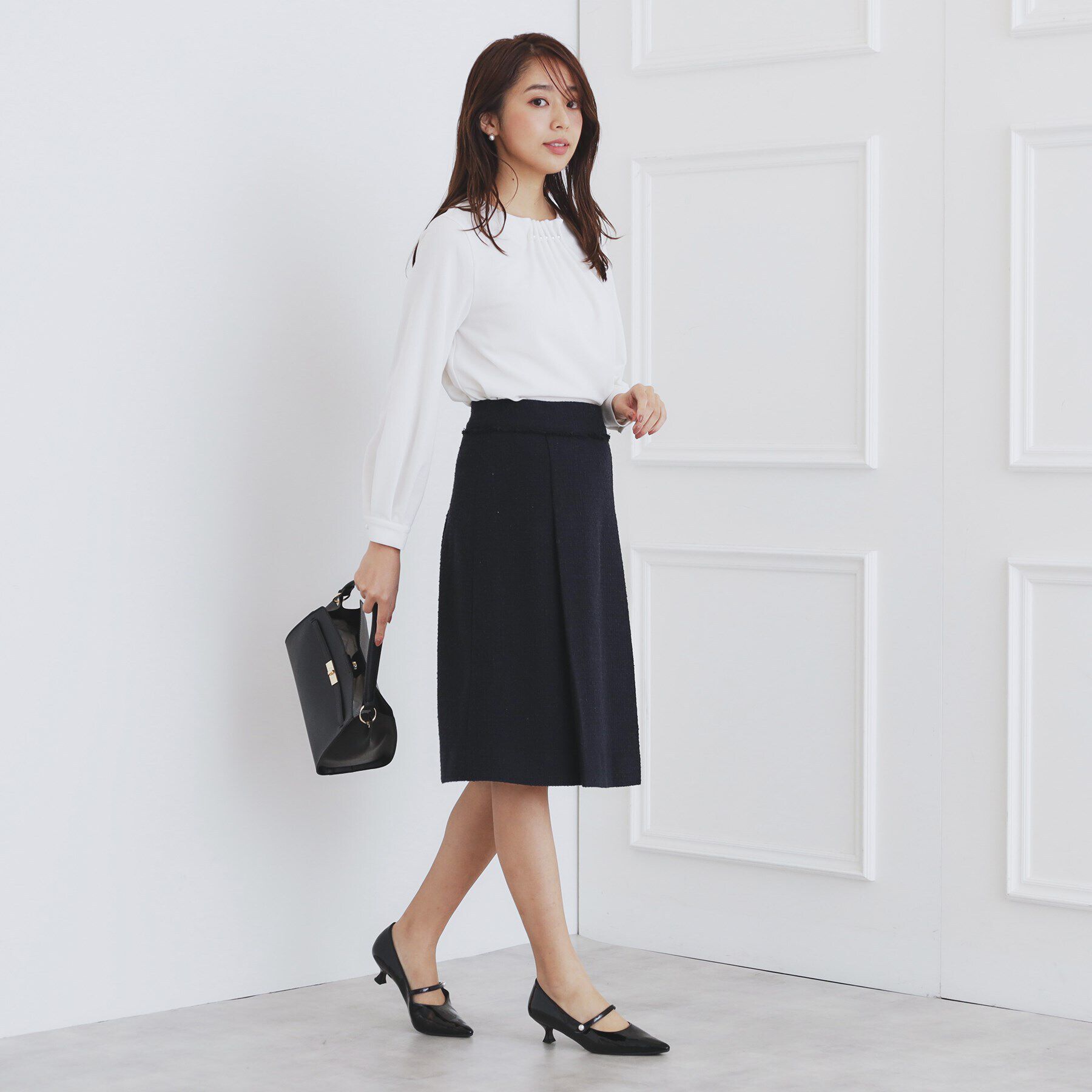 index「《通勤/セットアップ対応》Aラインツイードスカート【洗える】」|スカート|