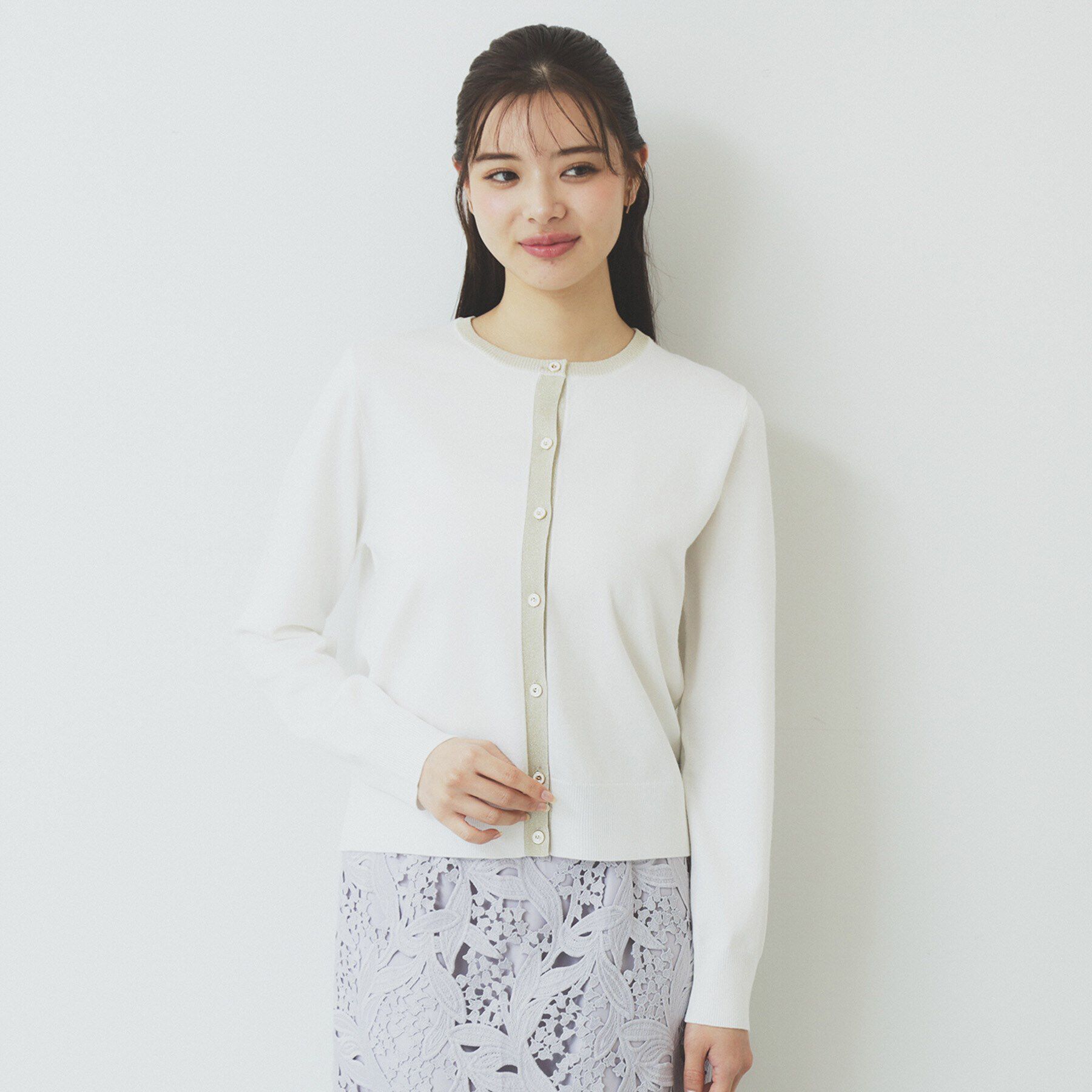 index「ラメトリムカーディガン【洗濯機洗い可】」|カーディガン|