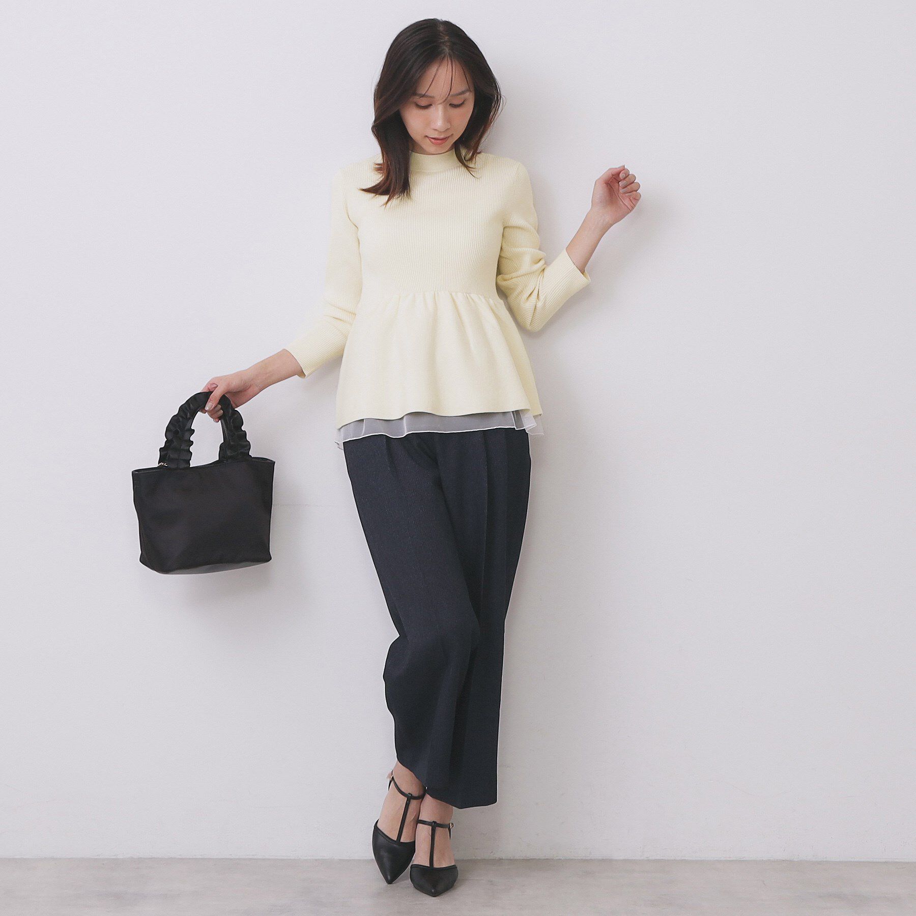 index「ペプラムチュールレイヤードニット【洗濯機OK】」|ニット・セーター|