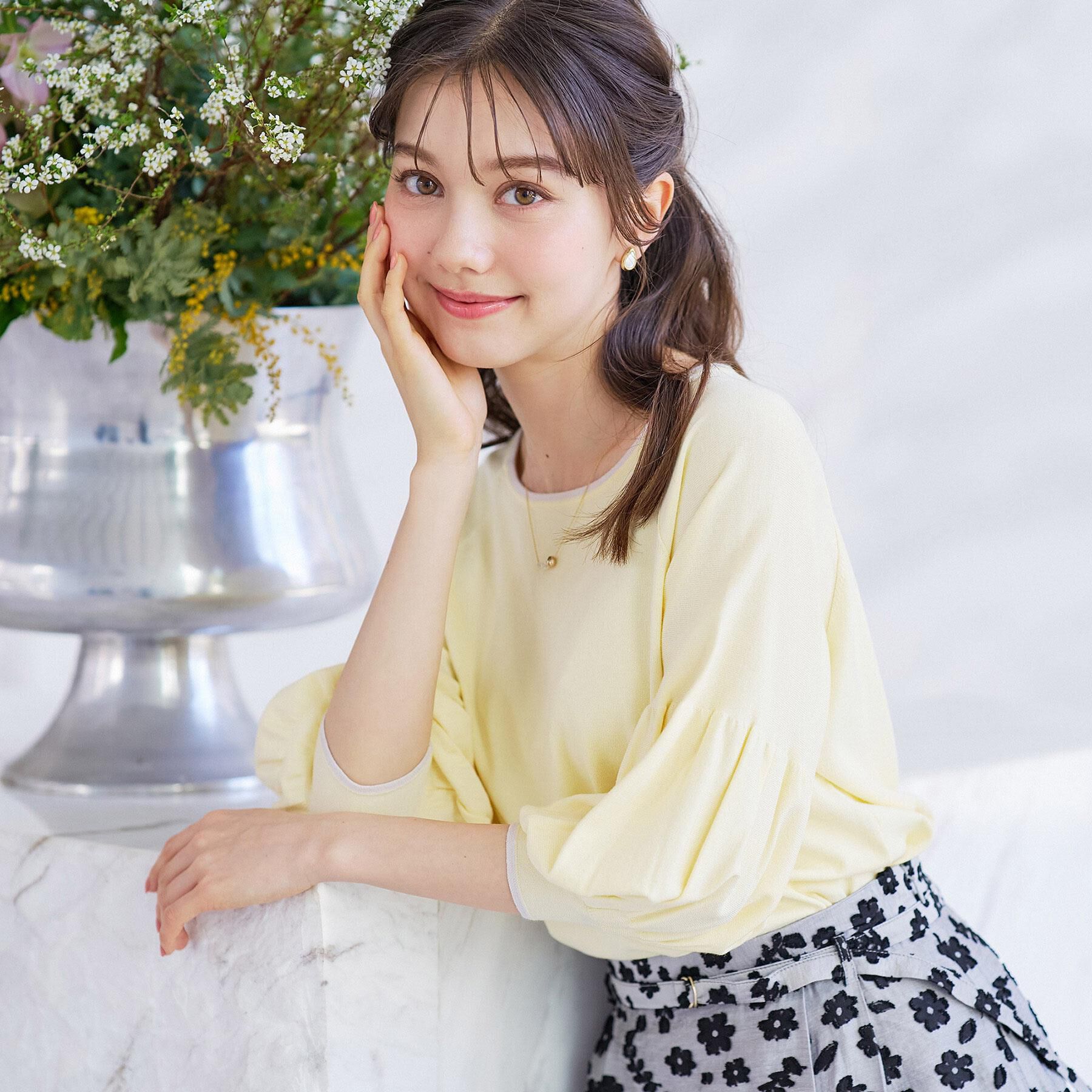 index「バルーン風スリーブバイカラーニット【洗濯機OK】」|ニット・セーター|