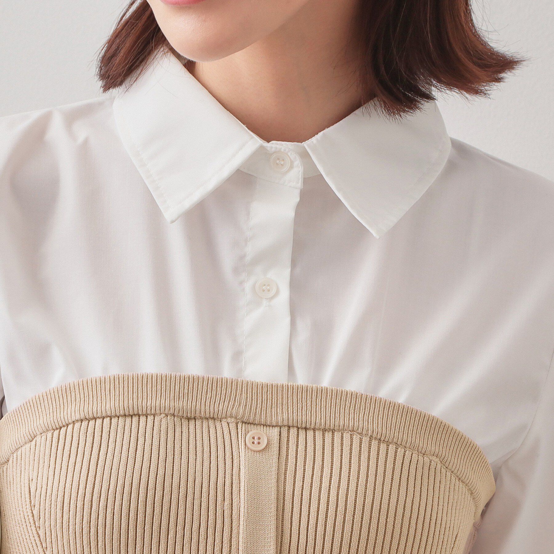 index「シャツドッキングペプラムニット【洗濯機OK】」|ニット・セーター|