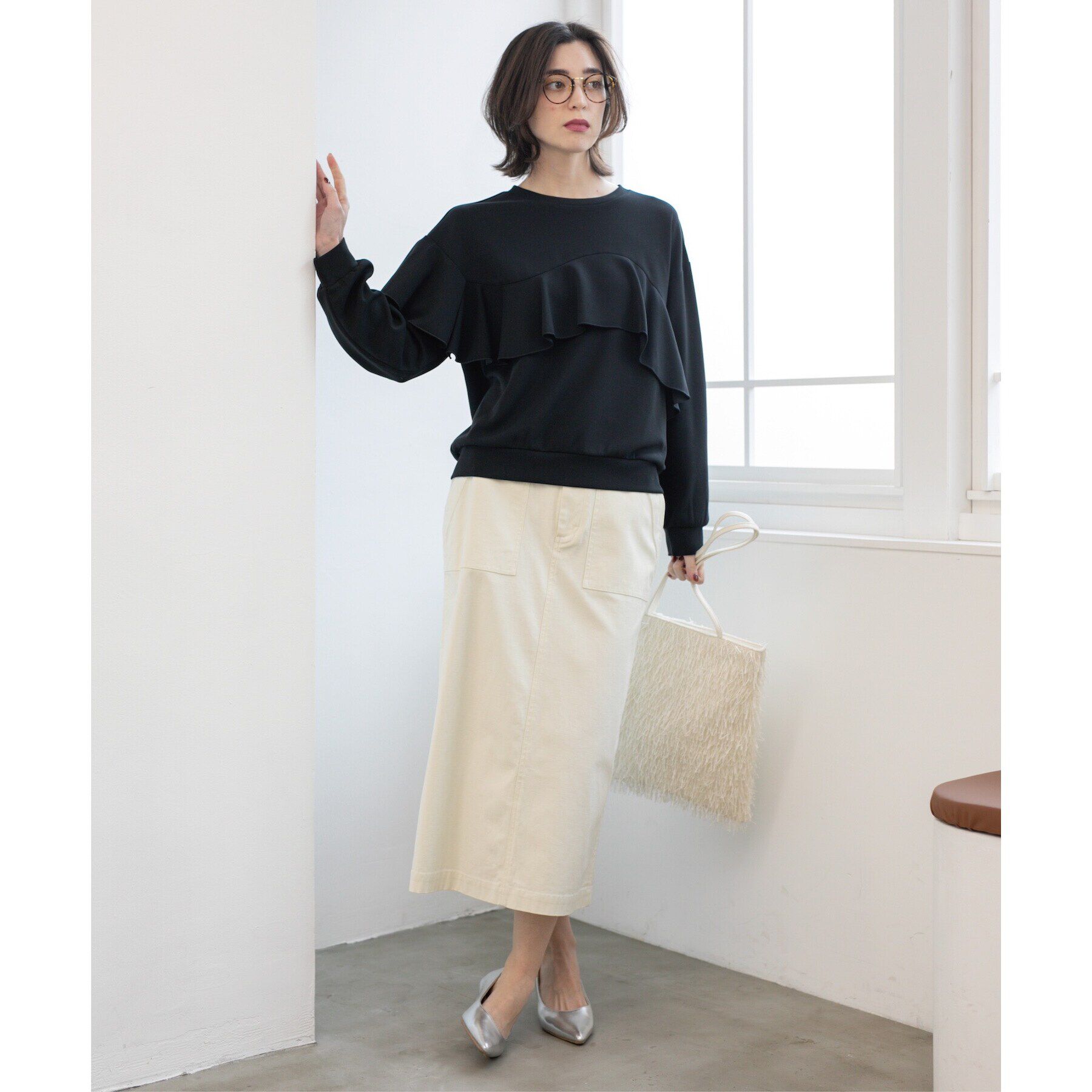 OPAQUE.CLIP「フリルアシメトップス【洗濯機洗い可】」|Tシャツ・カットソー|