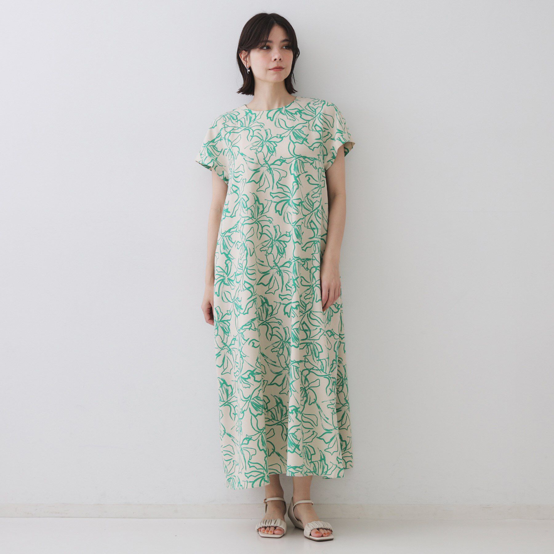 OPAQUE.CLIP「手書き風プリントワンピース【洗濯機洗い可】」|ワンピース|