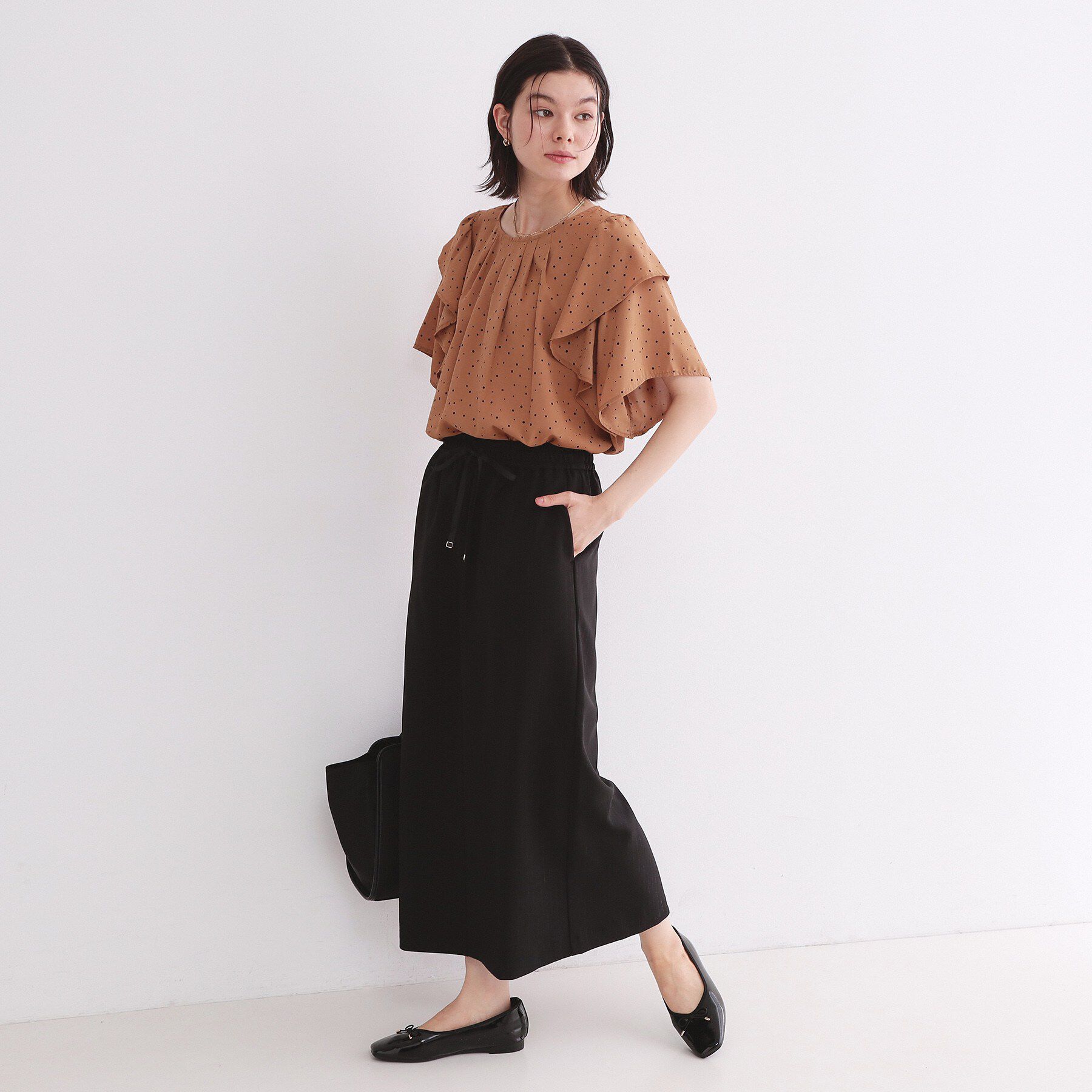 OPAQUE.CLIP「ラメストライプイージーナロースカート/セットアップ可【洗濯機洗い可/防シワ/吸水速乾】」|スカート|