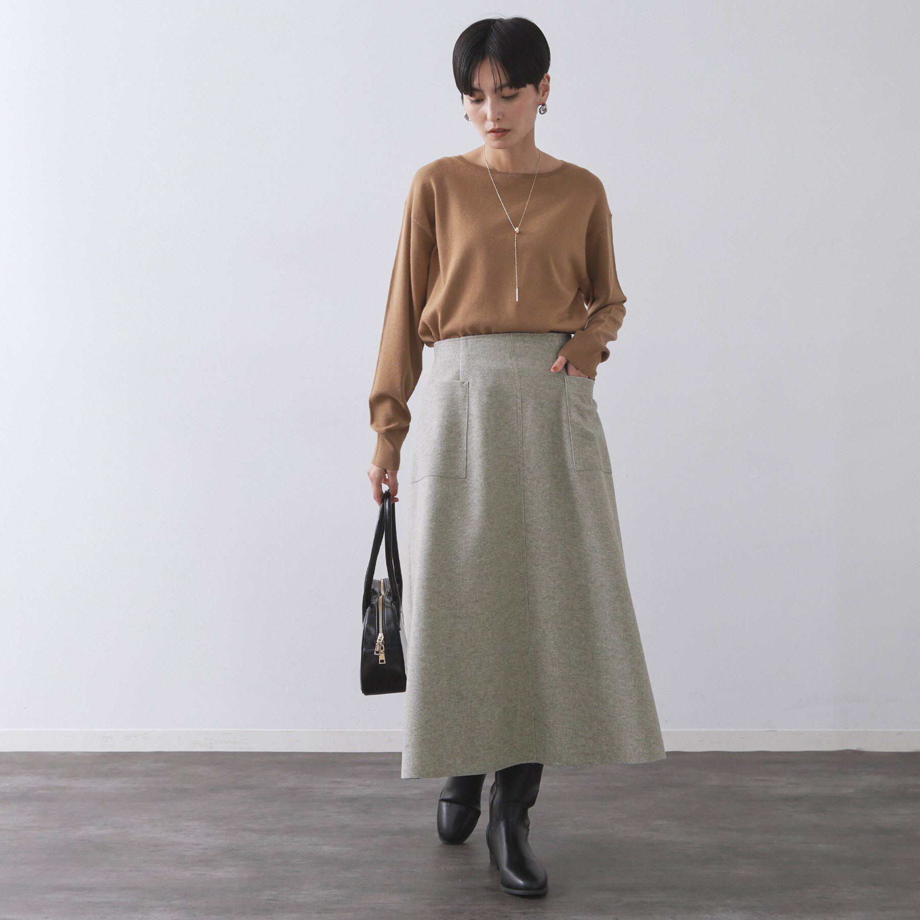 OPAQUE.CLIP「ウールライクフレアスカート【洗濯機OK】」|スカート|