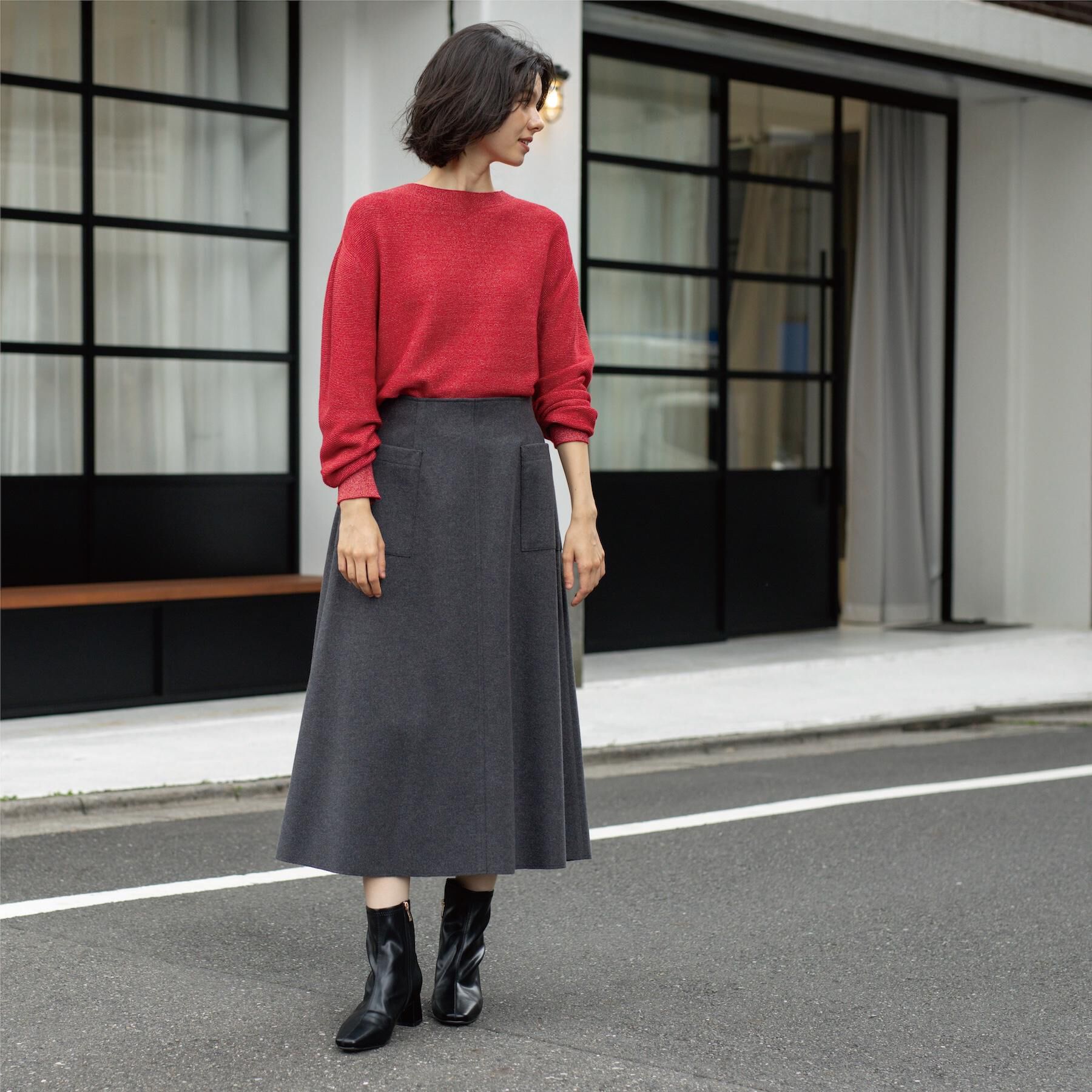 OPAQUE.CLIP「ウールライクフレアスカート【洗濯機OK】」|スカート|