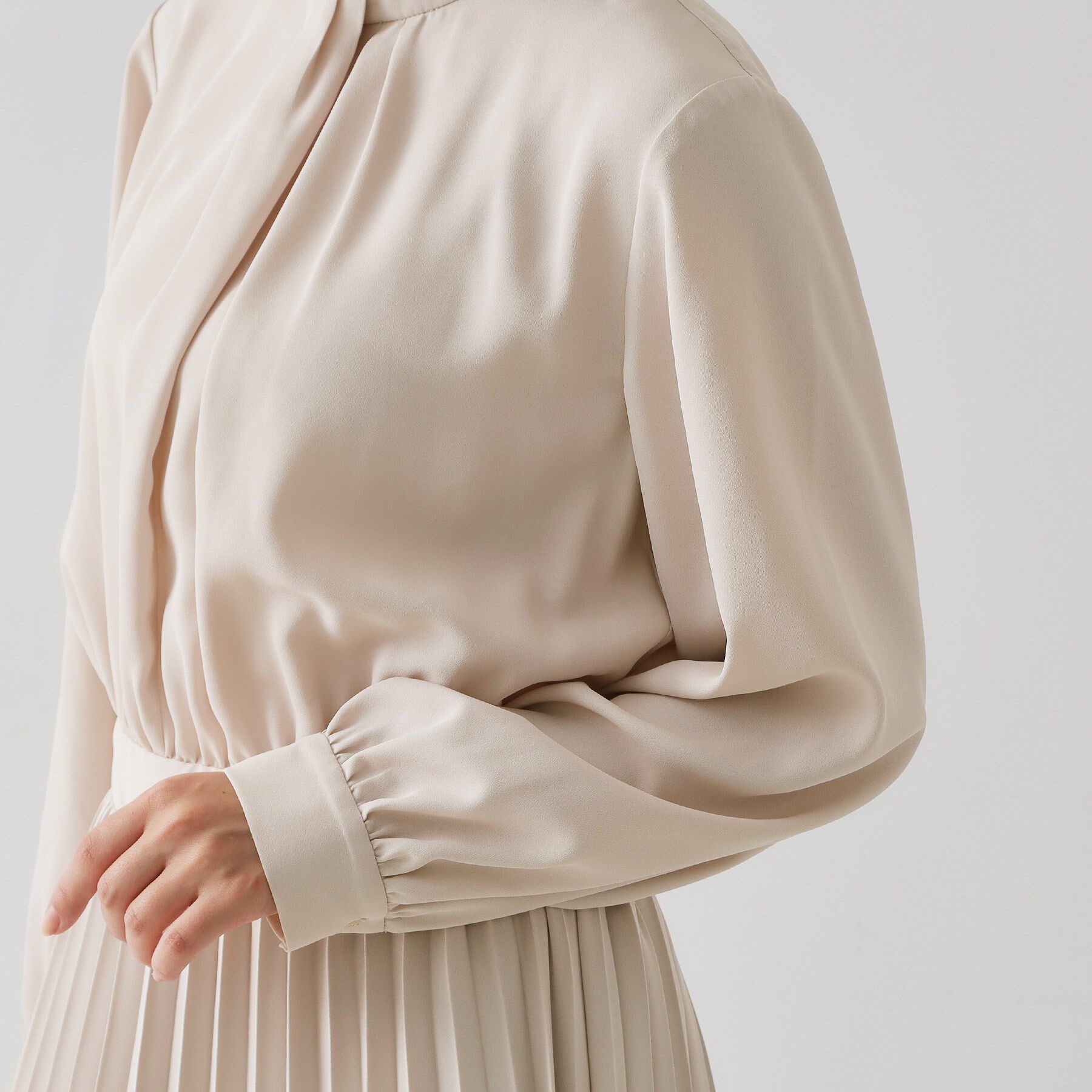 OPAQUE.CLIP「《通勤対応》ジョーゼットプリーツワンピース【洗濯機OK】」|ワンピース|