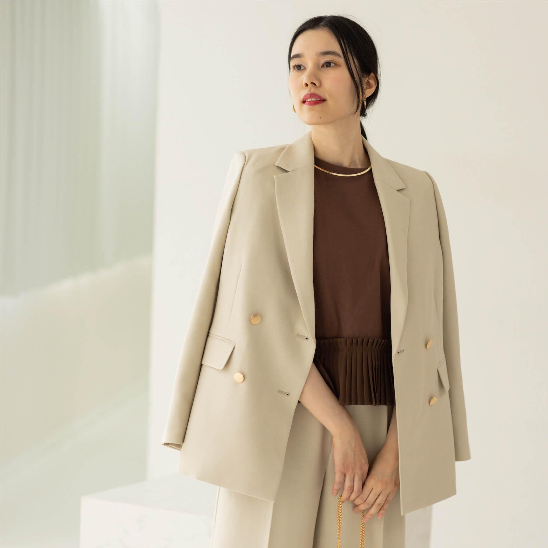 OPAQUE.CLIP「金ボタンダブルブレストテーラードジャケット/セットアップ対応【洗える】」|テーラードジャケット|