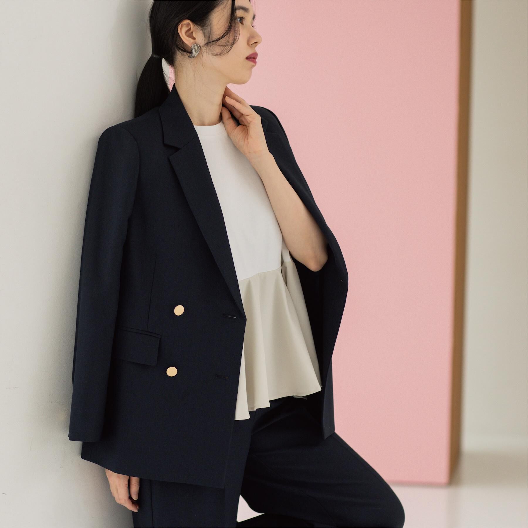 OPAQUE.CLIP「金ボタンダブルブレストテーラードジャケット/セットアップ対応【洗える】」|テーラードジャケット|