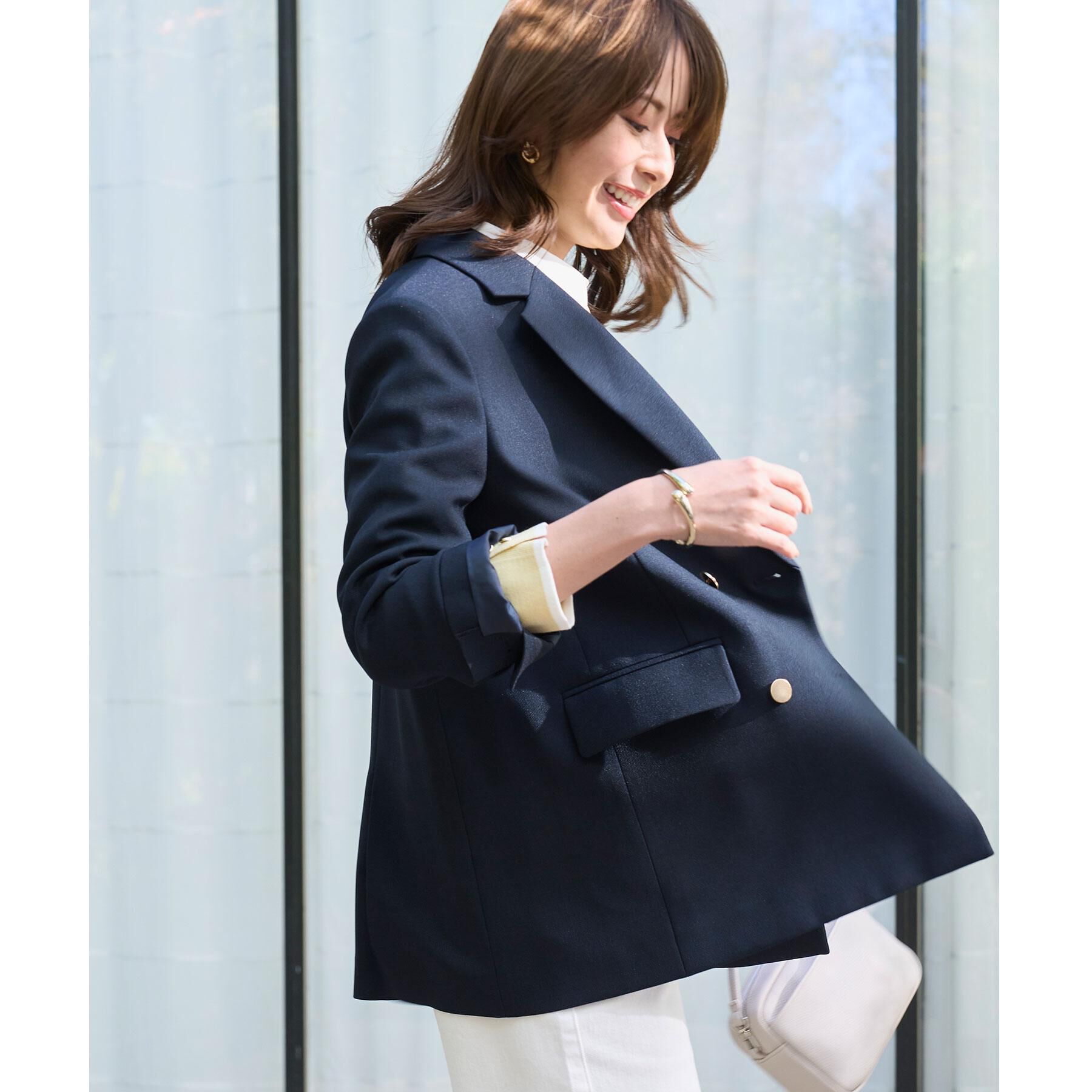 OPAQUE.CLIP「金ボタンダブルブレストテーラードジャケット/セットアップ対応【洗える】」|テーラードジャケット|