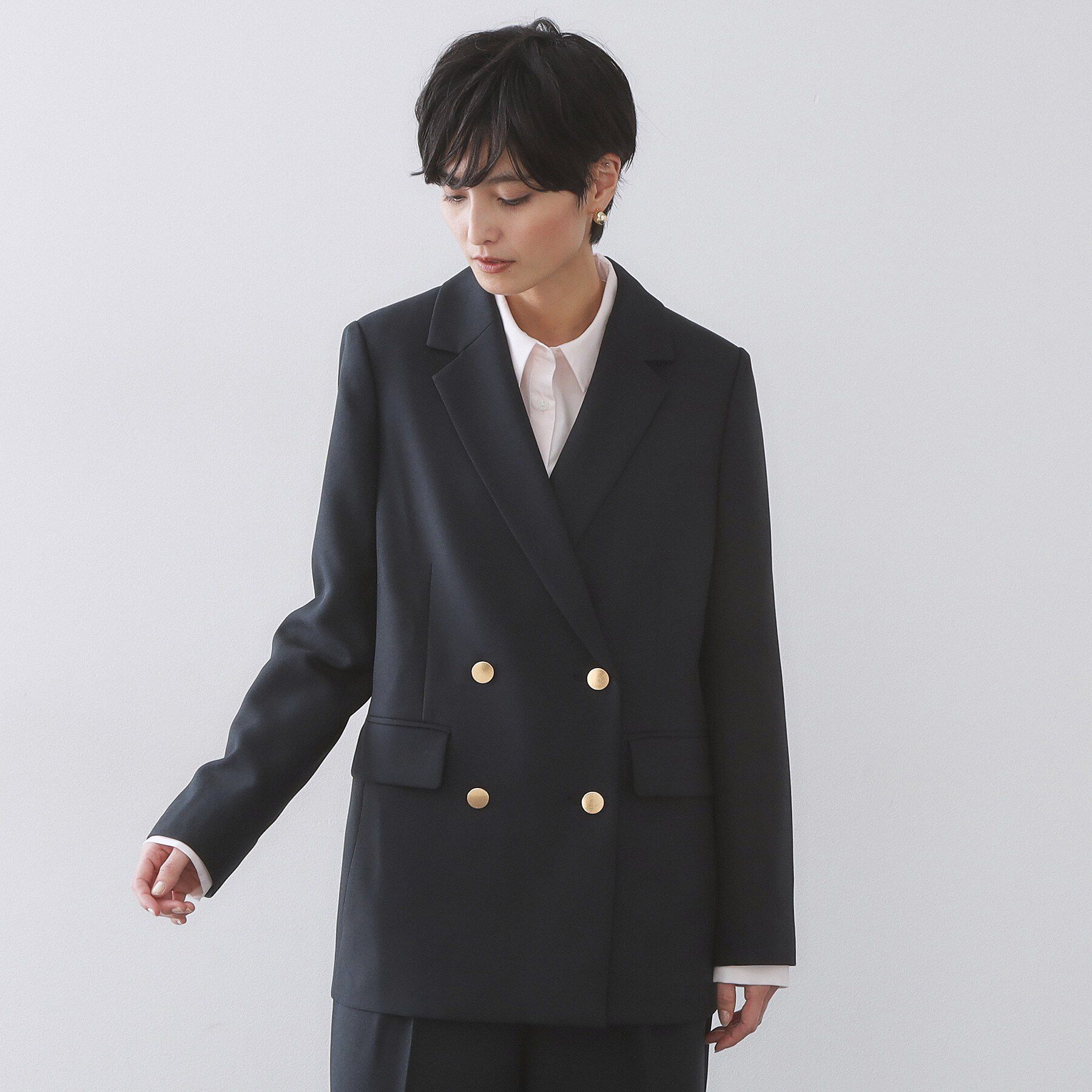 OPAQUE.CLIP「金ボタンダブルブレストテーラードジャケット/セットアップ対応【洗える】」|テーラードジャケット|