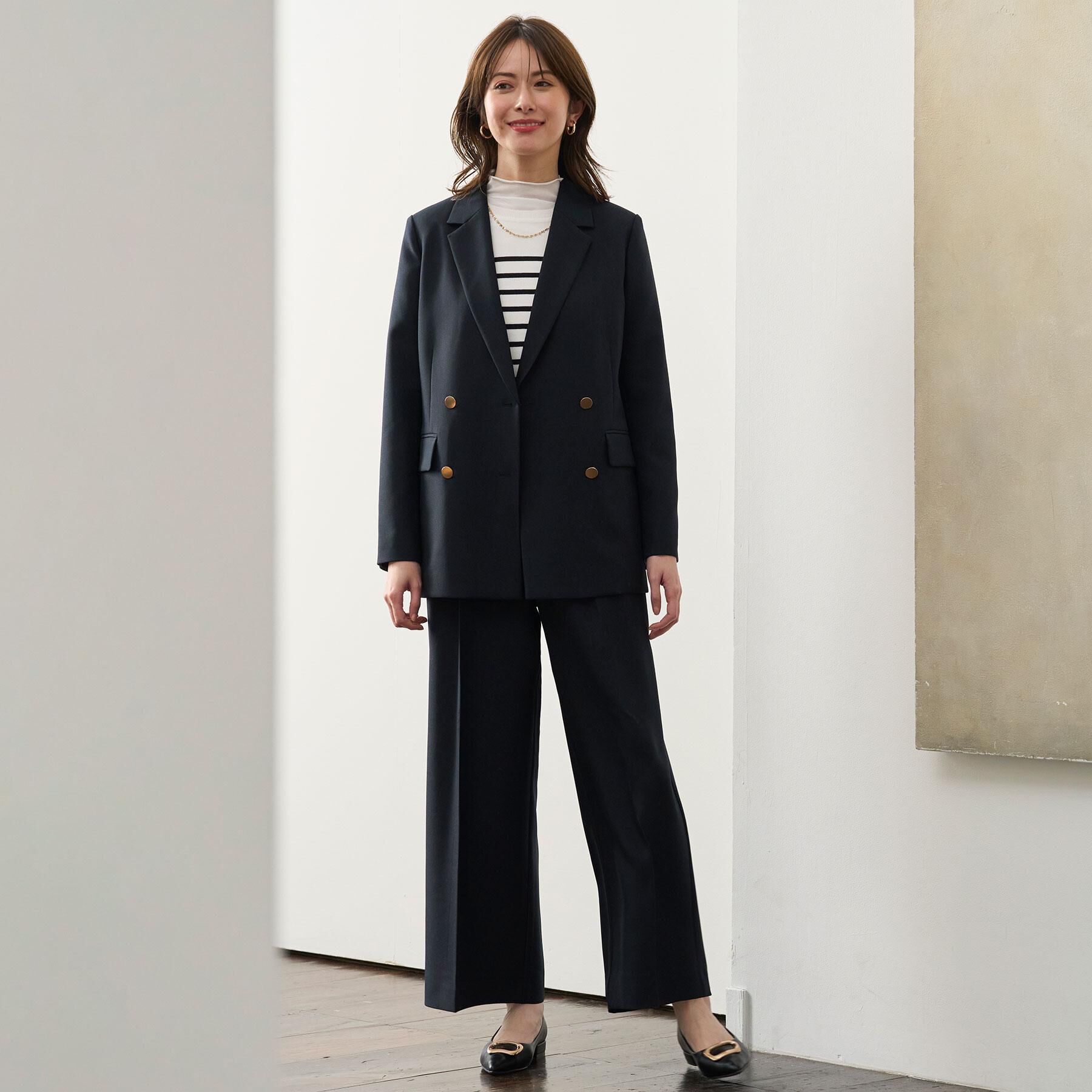 OPAQUE.CLIP「金ボタンダブルブレストテーラードジャケット/セットアップ対応【洗える】」|テーラードジャケット|