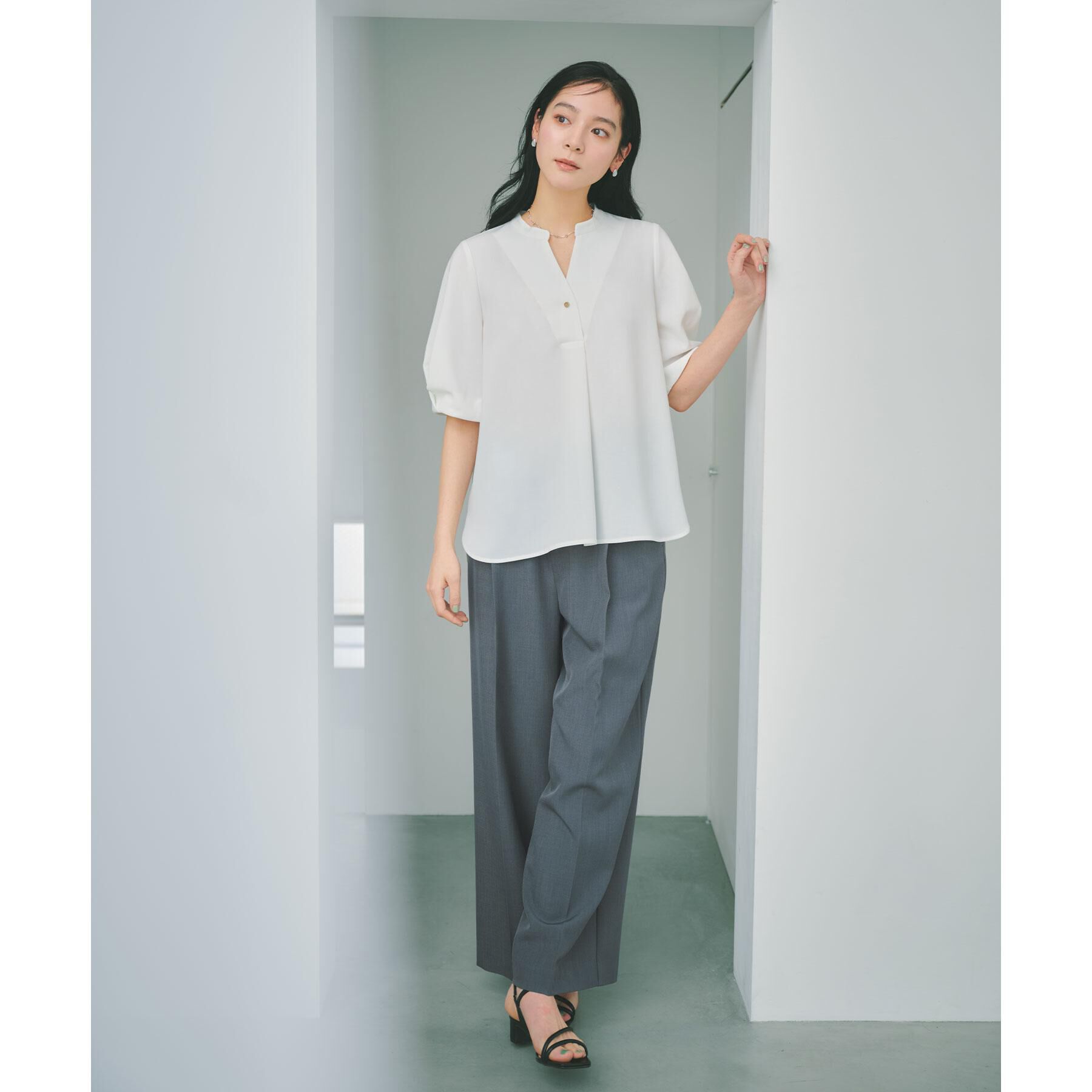 OPAQUE.CLIP「美脚ストレッチストレートワイドパンツ【洗濯機OK】」|その他|