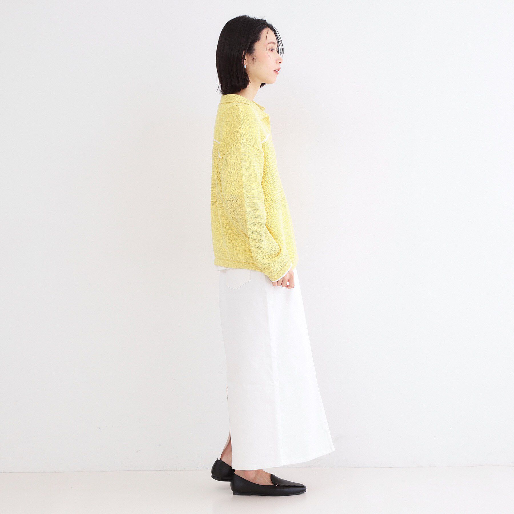 OPAQUE.CLIP「テープヤーンキーネックニット【洗濯機OK】」|ニット・セーター|