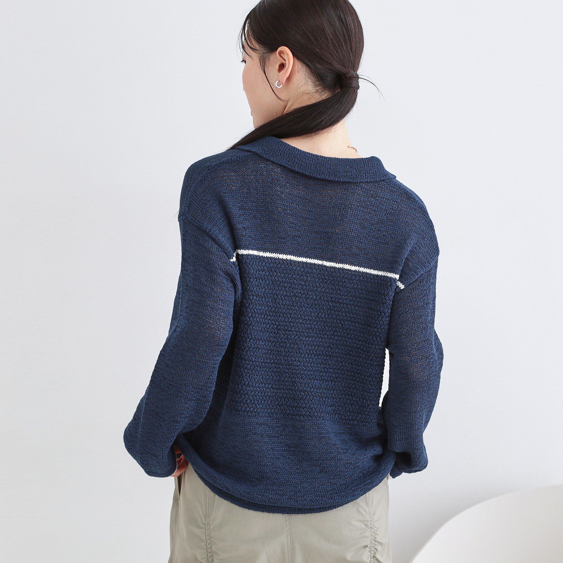 OPAQUE.CLIP「テープヤーンキーネックニット【洗濯機OK】」|ニット・セーター|