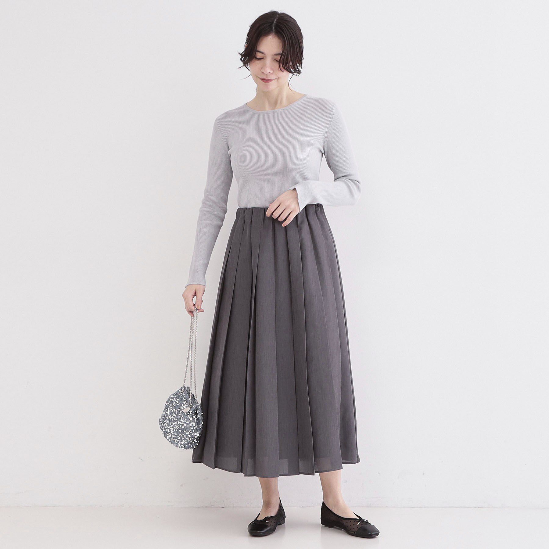 OPAQUE.CLIP「シアーリネンブレンドイージープリーツスカート【洗濯機OK】」|スカート|
