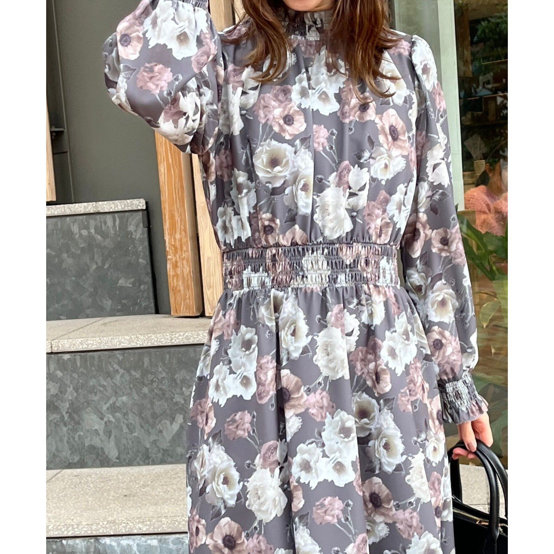 Couture broach「【大人フェミニン・一枚で着映える】Springフラワーシャーリングワンピ」|ワンピース|