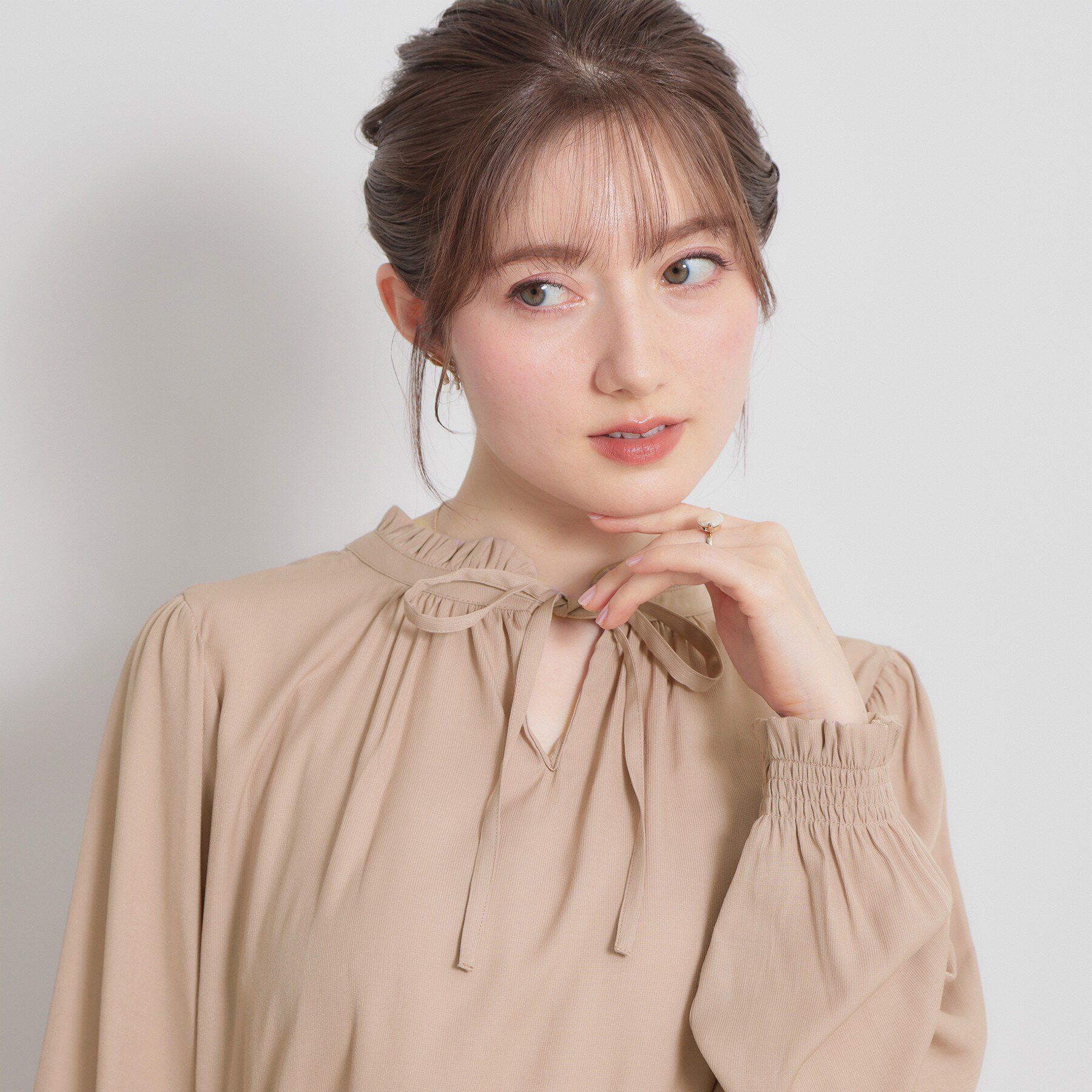 Couture broach「【前後2WAY・洗える】RTピケ リボン ブラウス」|シャツ・ブラウス|